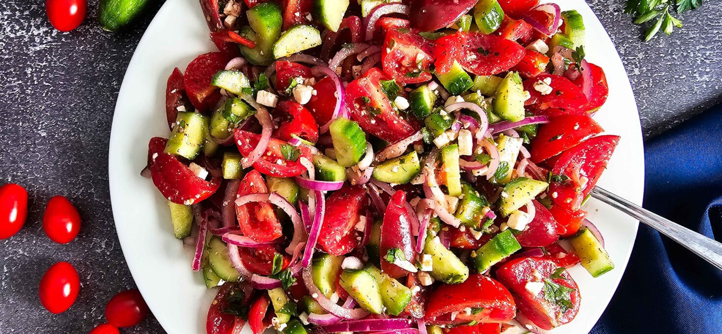 Fresh Tomato Cucumber with Feta Salad