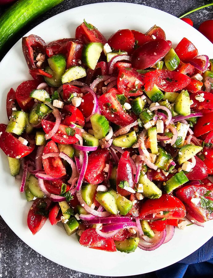 Fresh Tomato Cucumber with Feta Salad