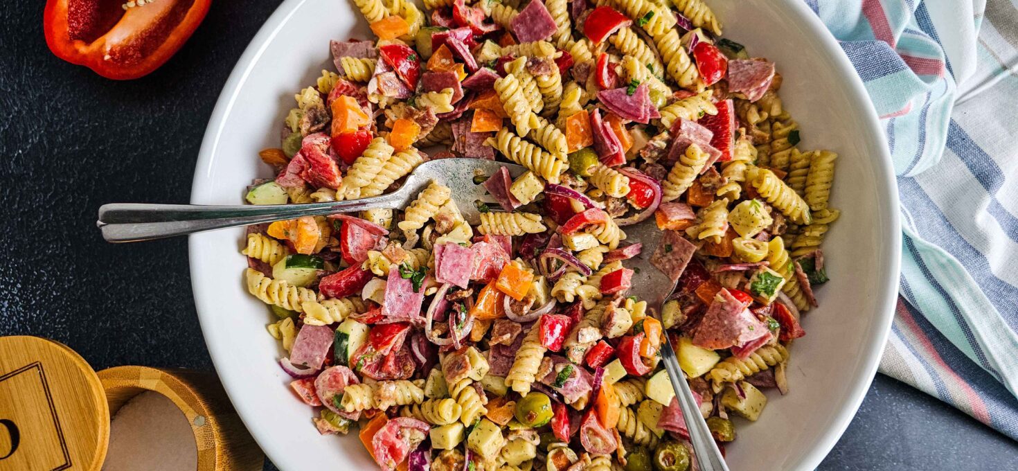 Easy Crisp and Cool Veggie Pasta Salad