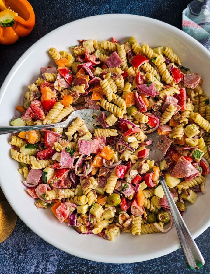 Easy Crisp and Cool Veggie Pasta Salad
