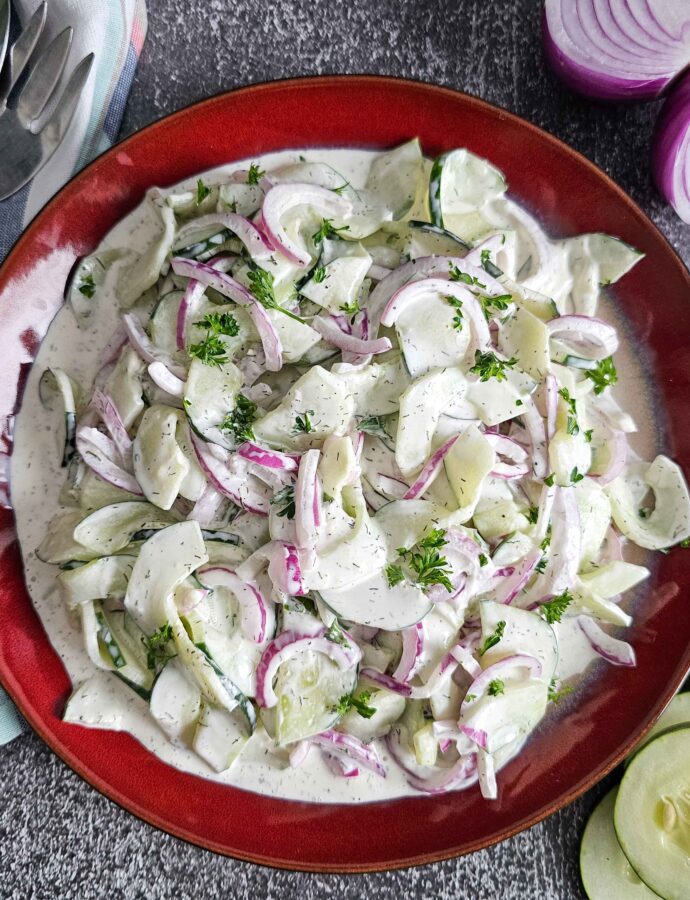 Creamy Cucumber Salad Recipe (Easy Summer Side Dish)