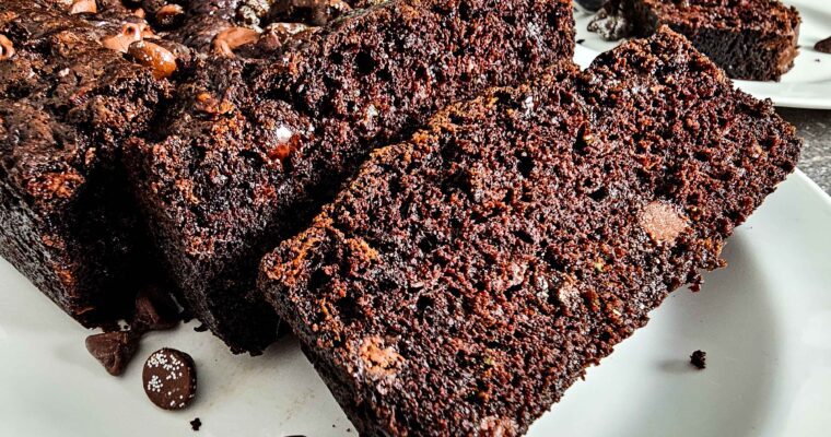 SLICED DOUBLE CHOCOLATE ZUCCHINI BREAD