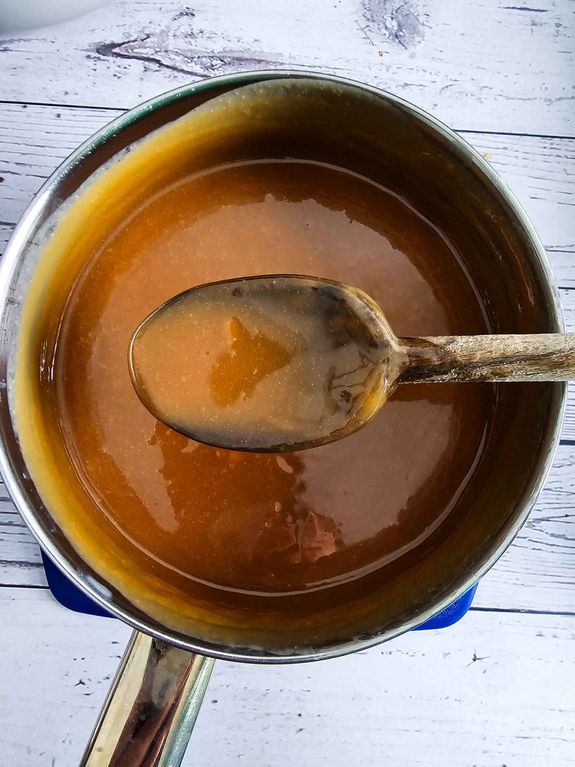 COMBINE THE CARAMEL BITS, HEAVY WHIPPING CREAM AND SALT TO CREATE THE CARAMEL SAUCE