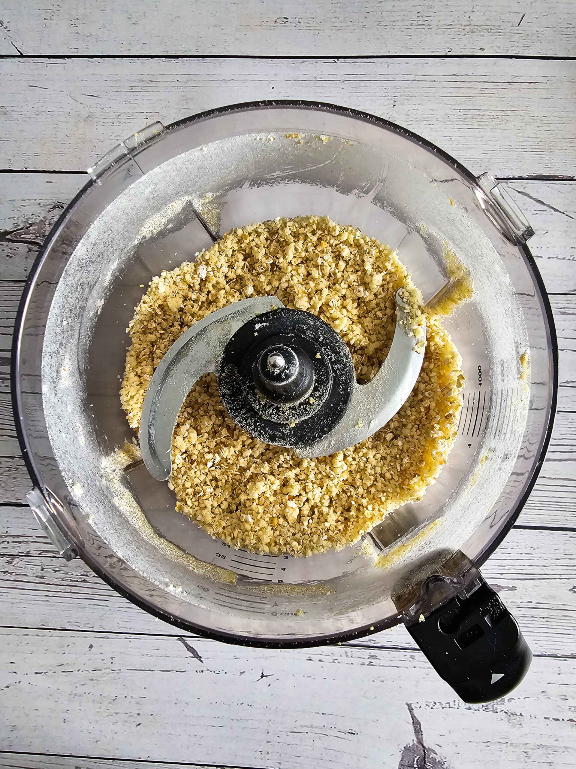 COMBINE THE CRUMBLE INGREDIENTS: BUTTER, QUICK OATS, SUGAR AND FLOUR