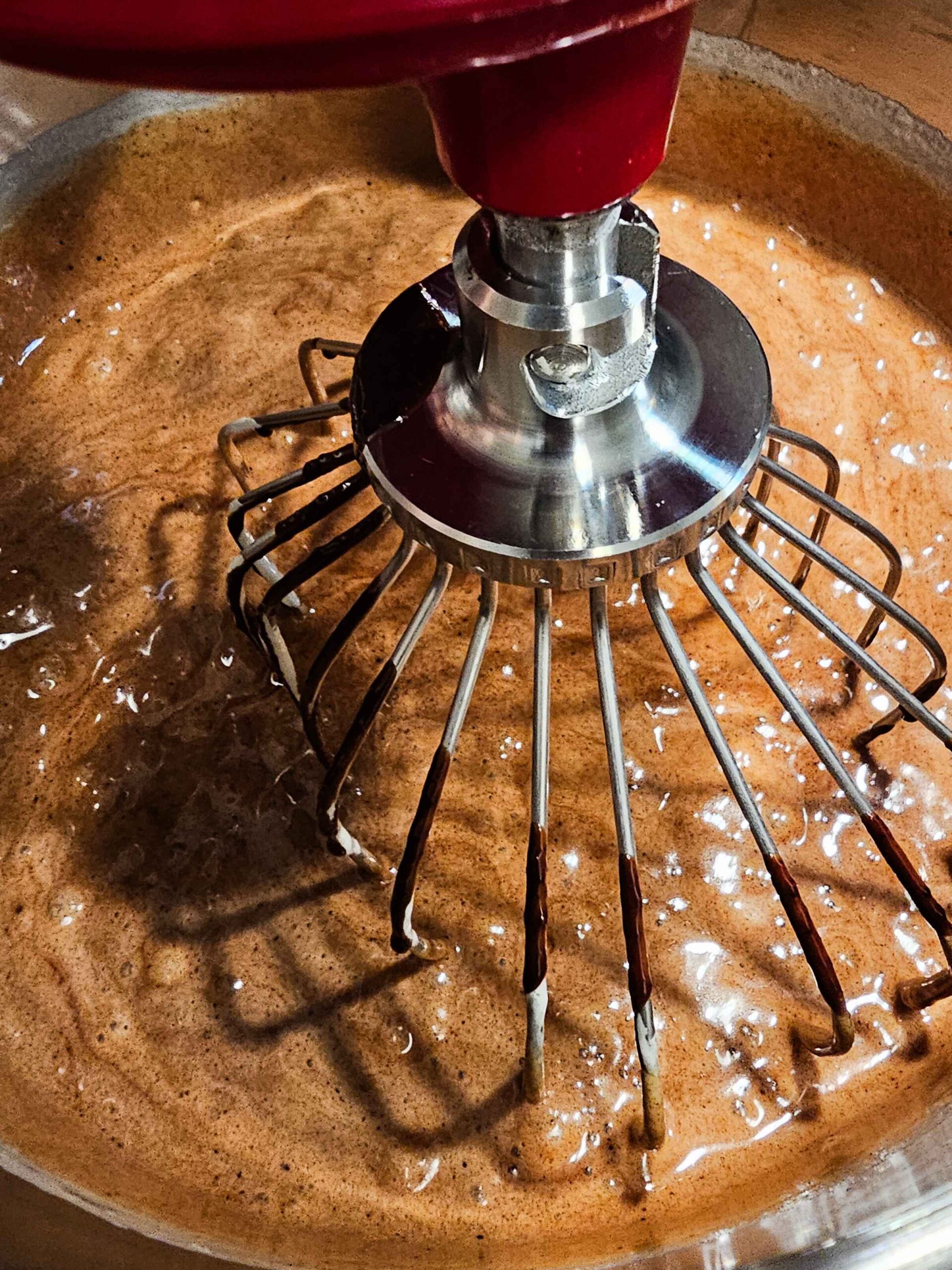 FOLD IN THE CHOCOLATE GANACHE INTO THE WET INGREDIENTS