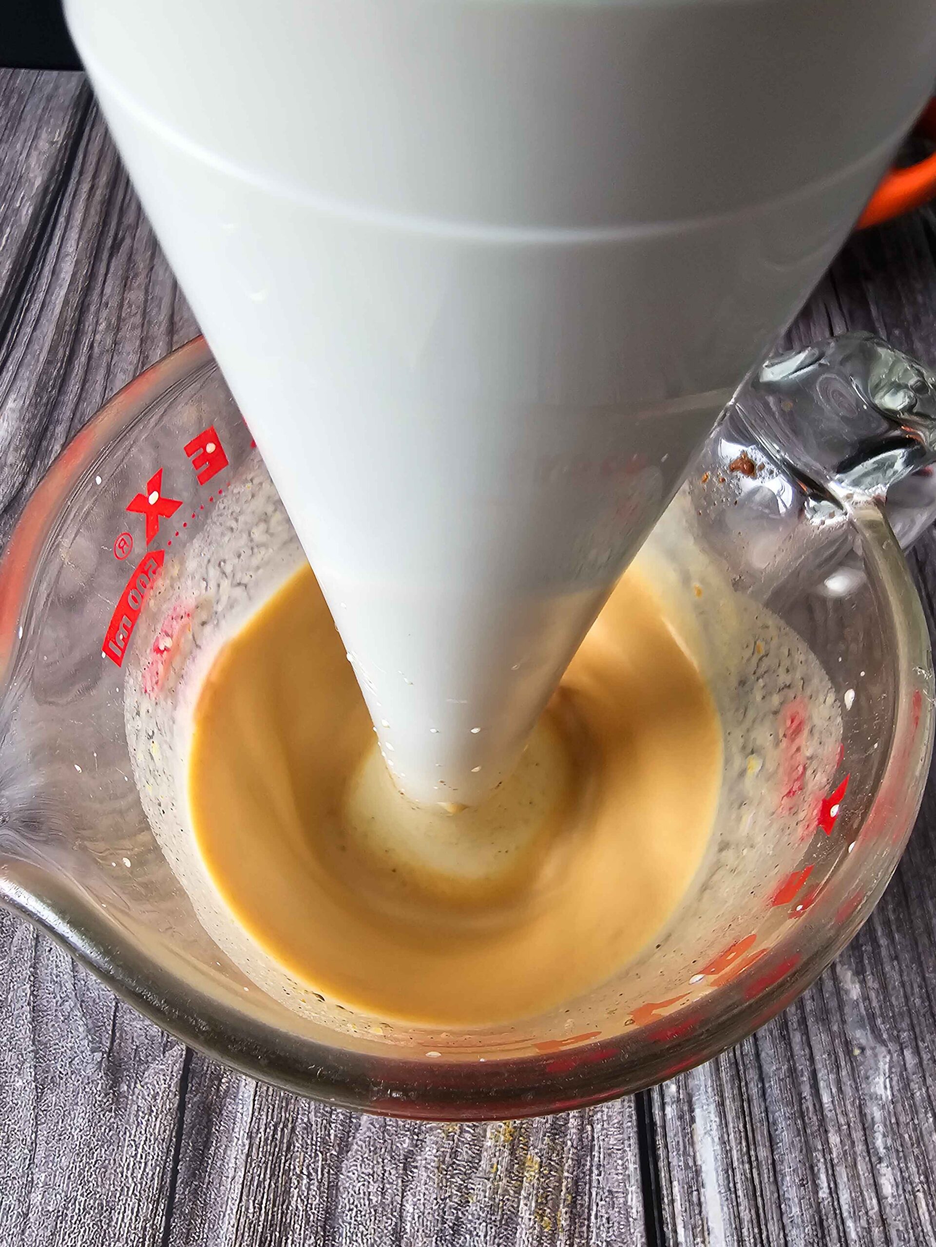 COMBINE PUMPKIN FROTH INGREDIENTS AND BLEND WITH AN IMMERSION BLENDER UNTIL FOAMY