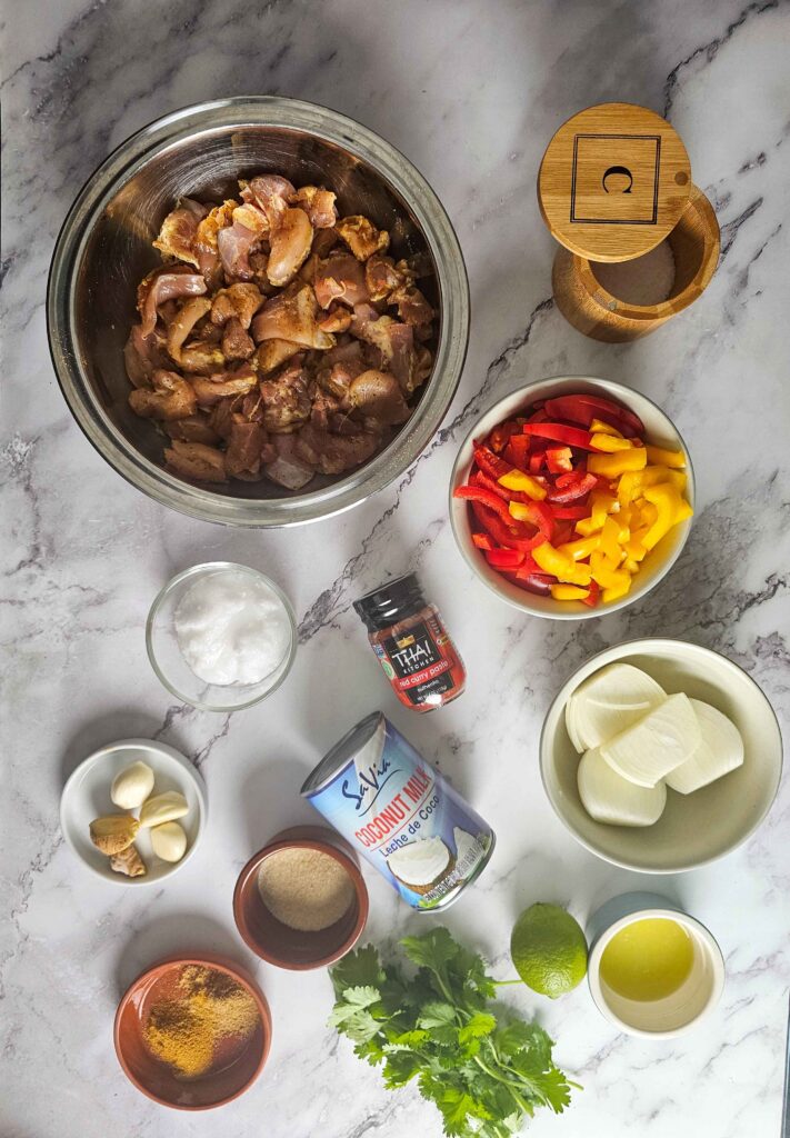 INGREDIENTS PHOTO FOR THAI CHICKEN COCONUT CURRY