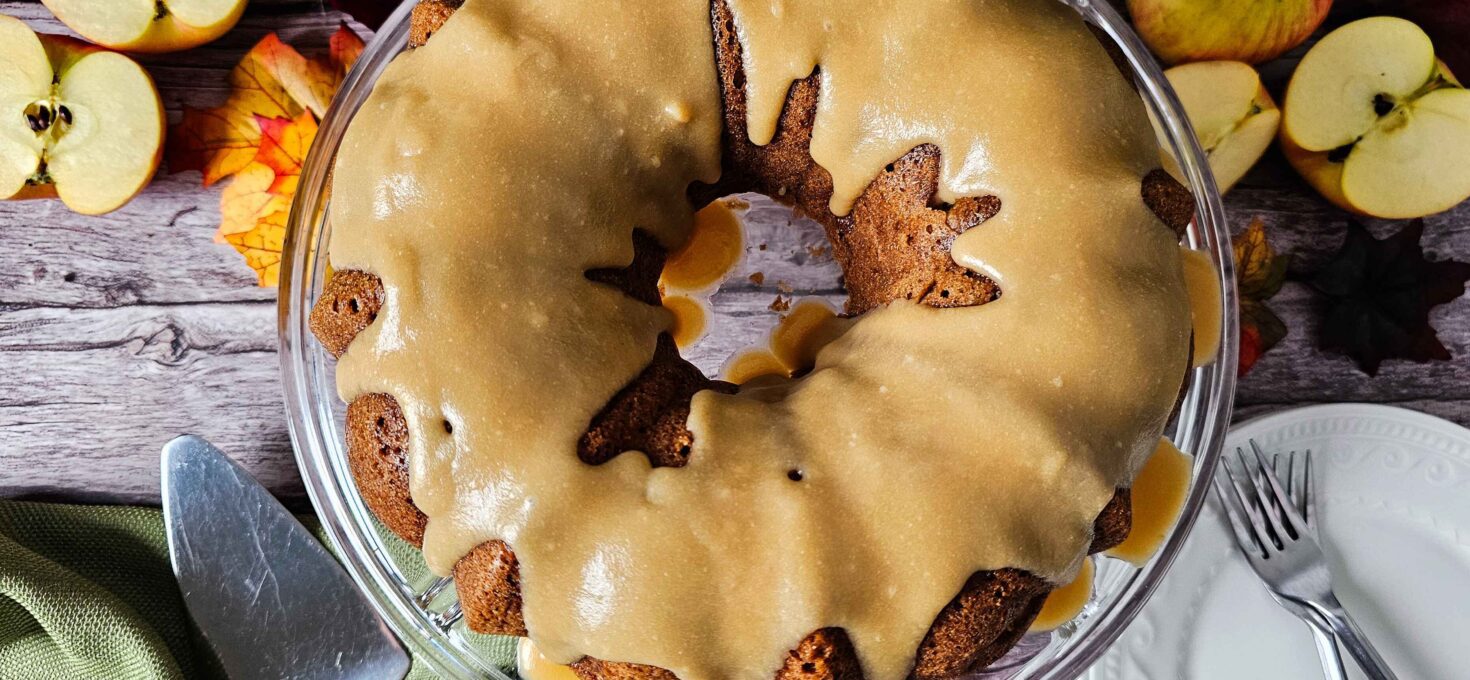 Simple Apple Bundt Cake with Warm Caramel Glaze