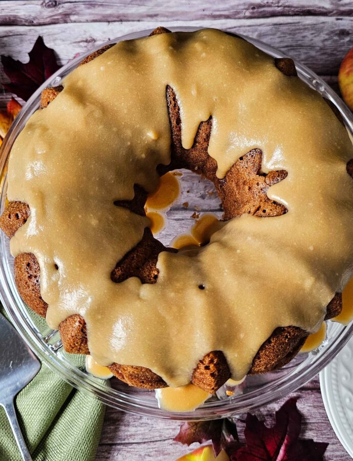 Simple Apple Bundt Cake with Warm Caramel Glaze