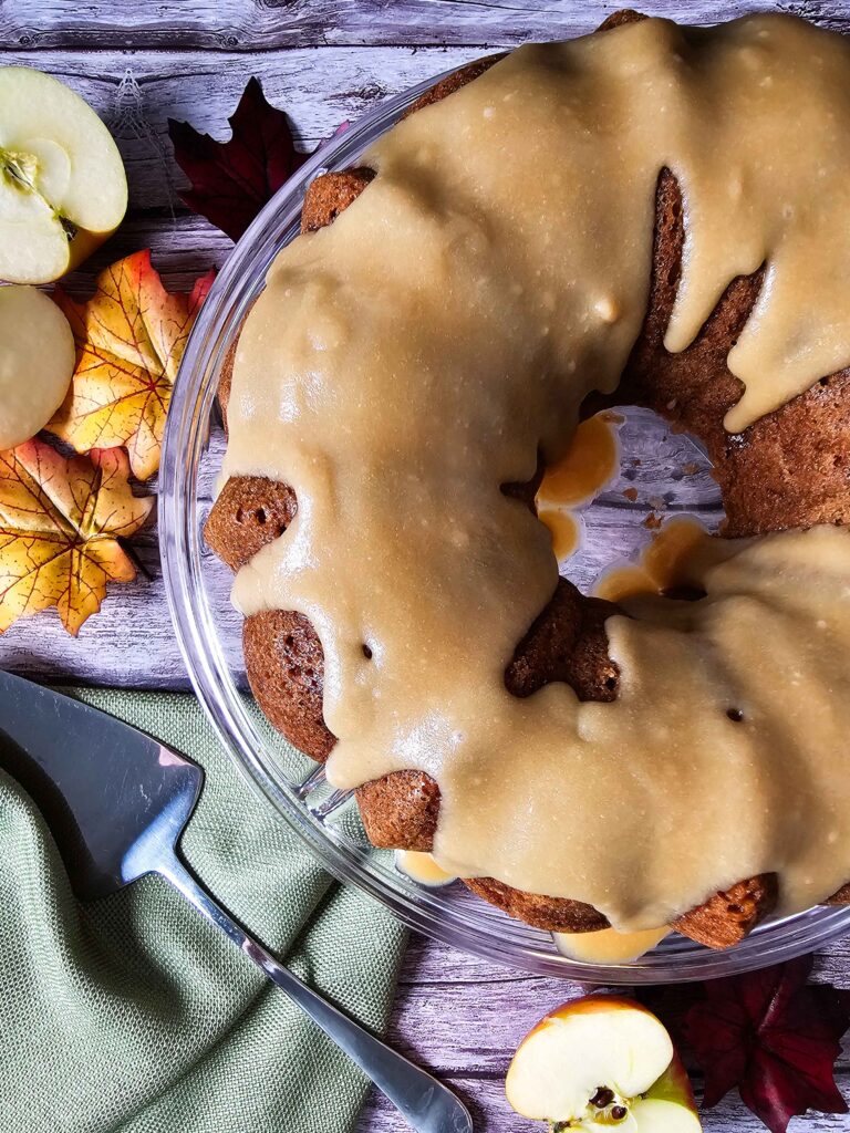 APPLE BUNDT CAKE WITH CARAMEL GLAZE