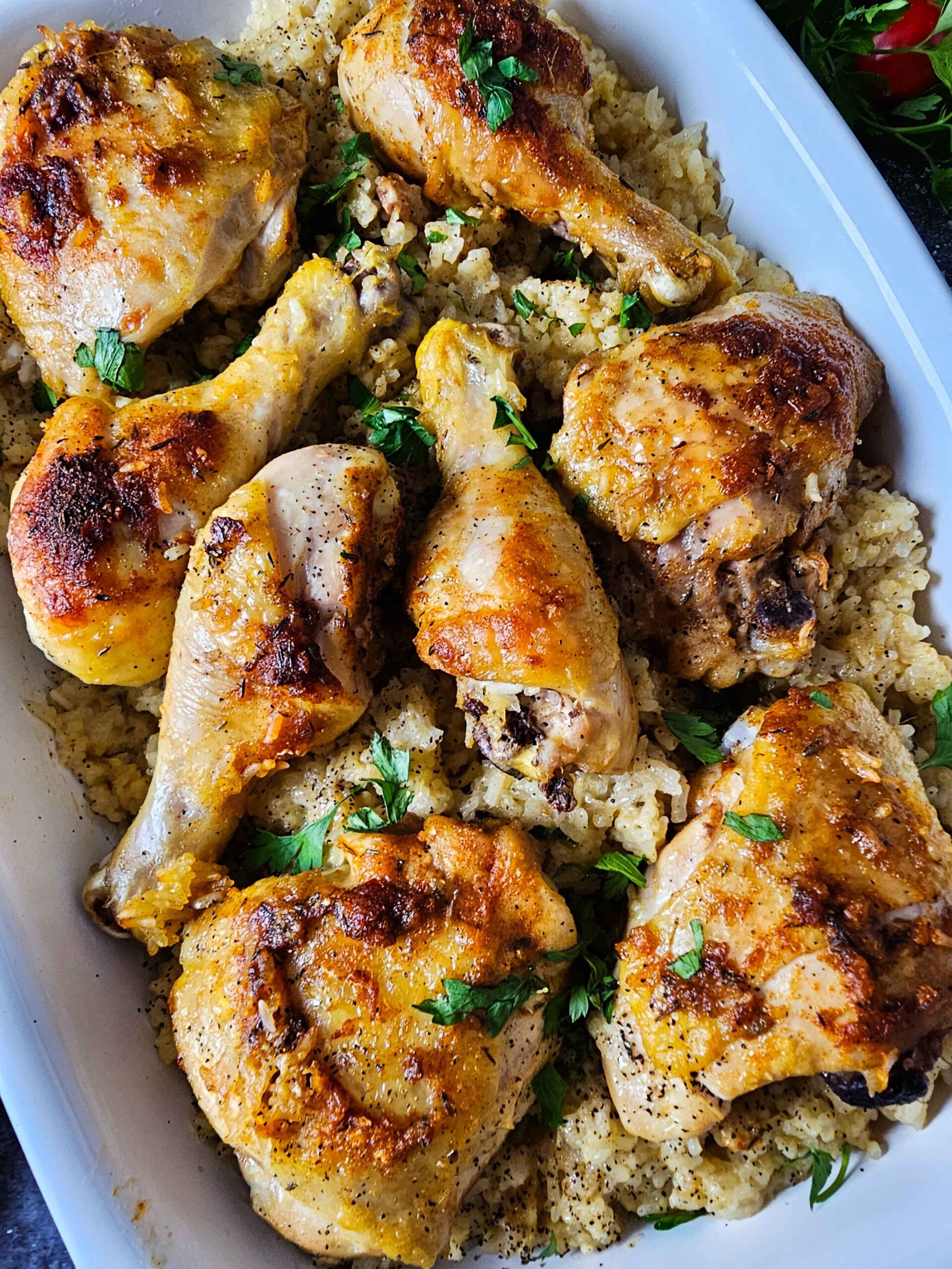 BAKE THE CHICKEN AND CREAMY RICE