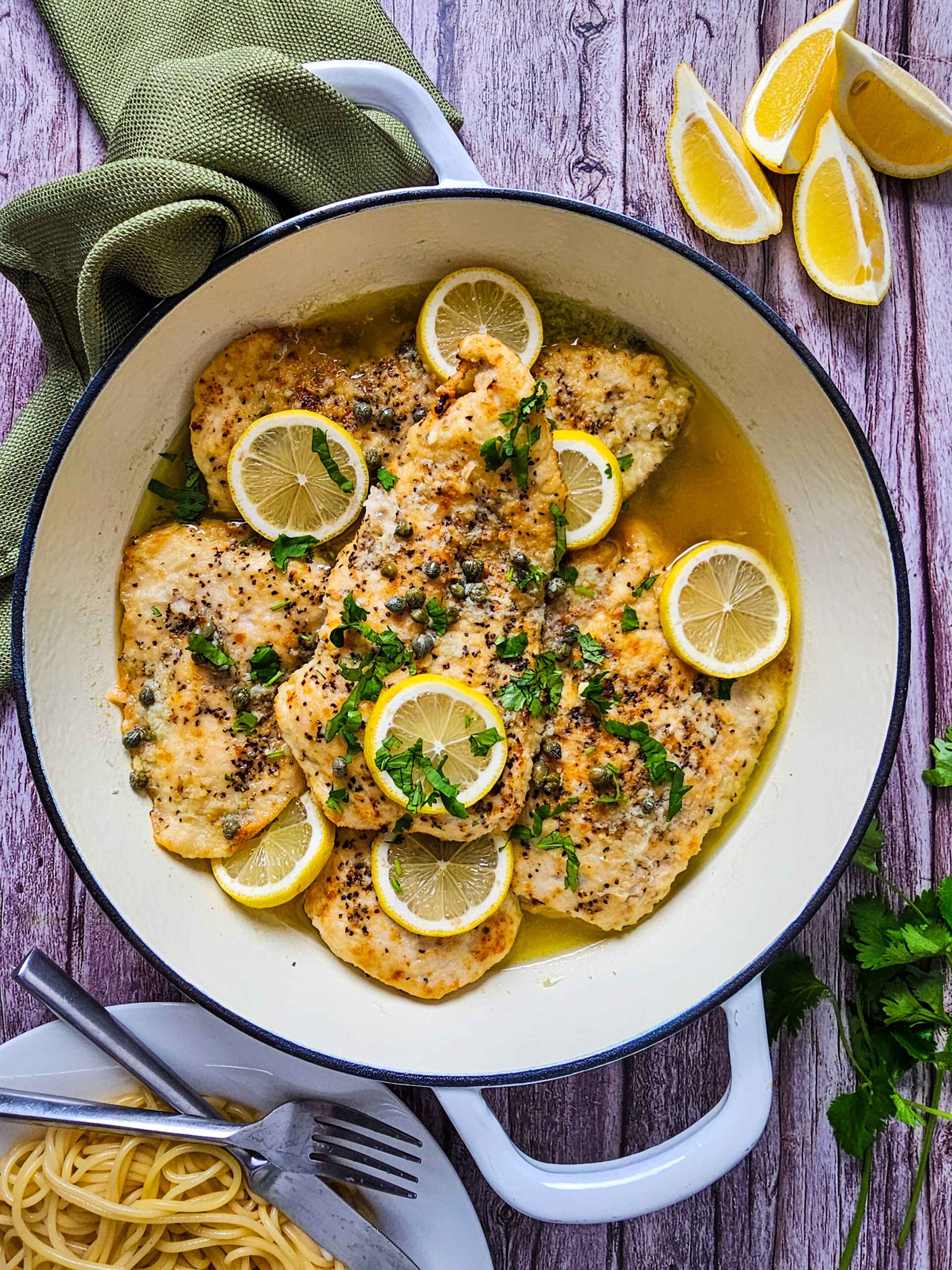 SERVE AND GARNISH THE CHICKEN PICCATA