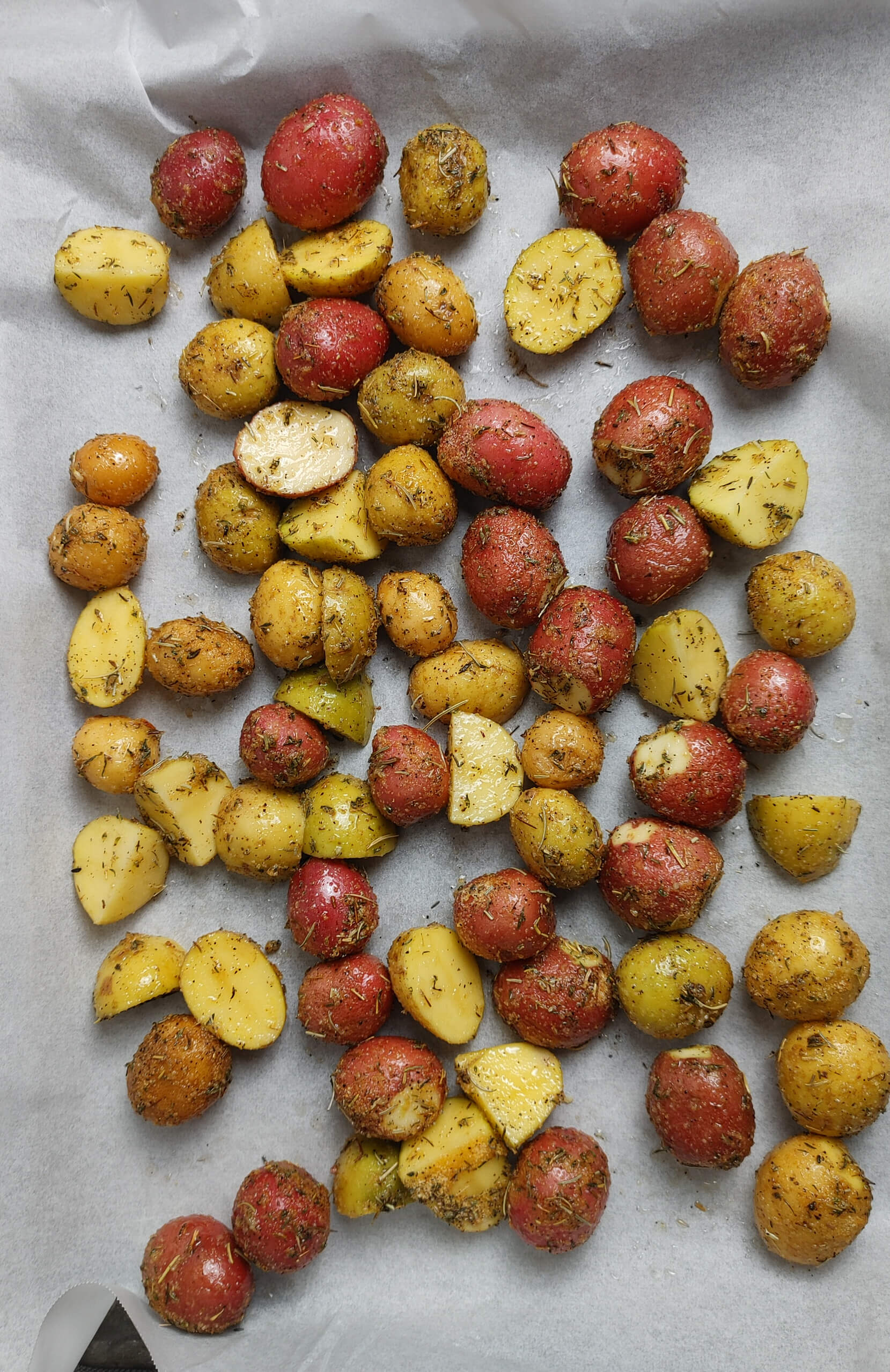 SEASON THE MINI POTATOES