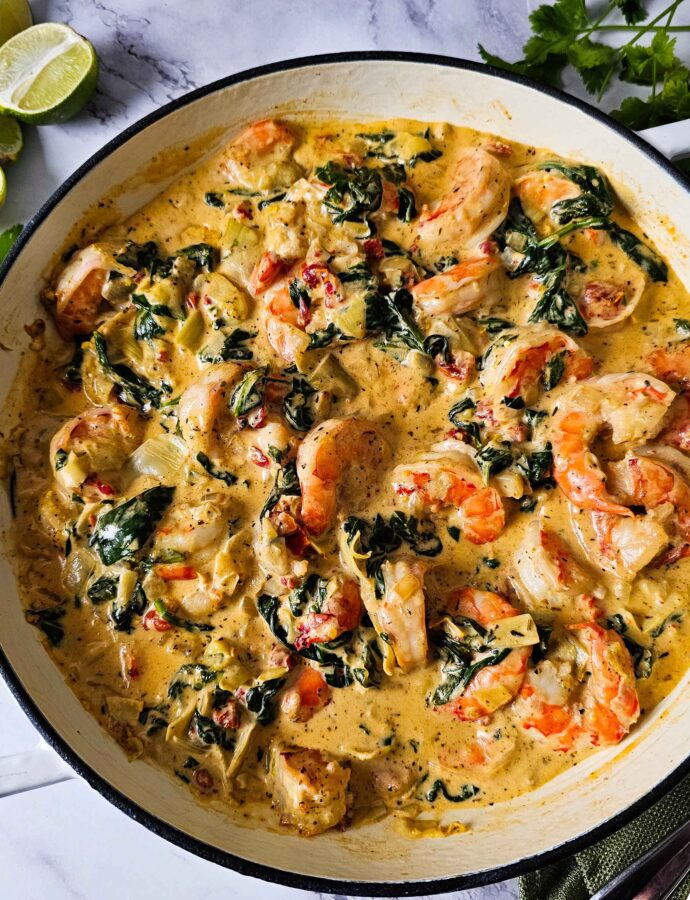 Creamy Spinach Artichoke Shrimp Skillet: Low-Carb Luxury