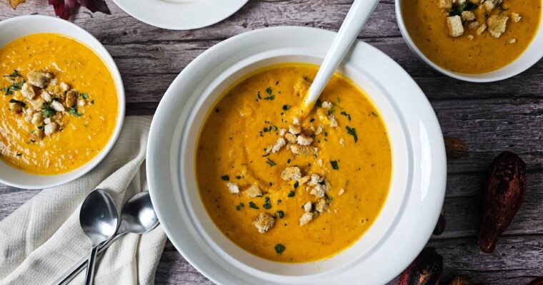 Creamy Roasted Butternut and Red Pepper Soup