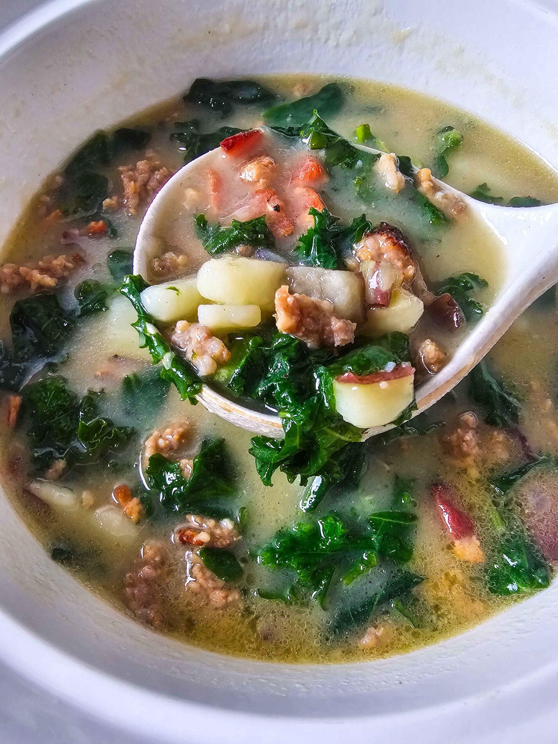 GARNISH AND SERVE THE ZUPPA TOSCANA