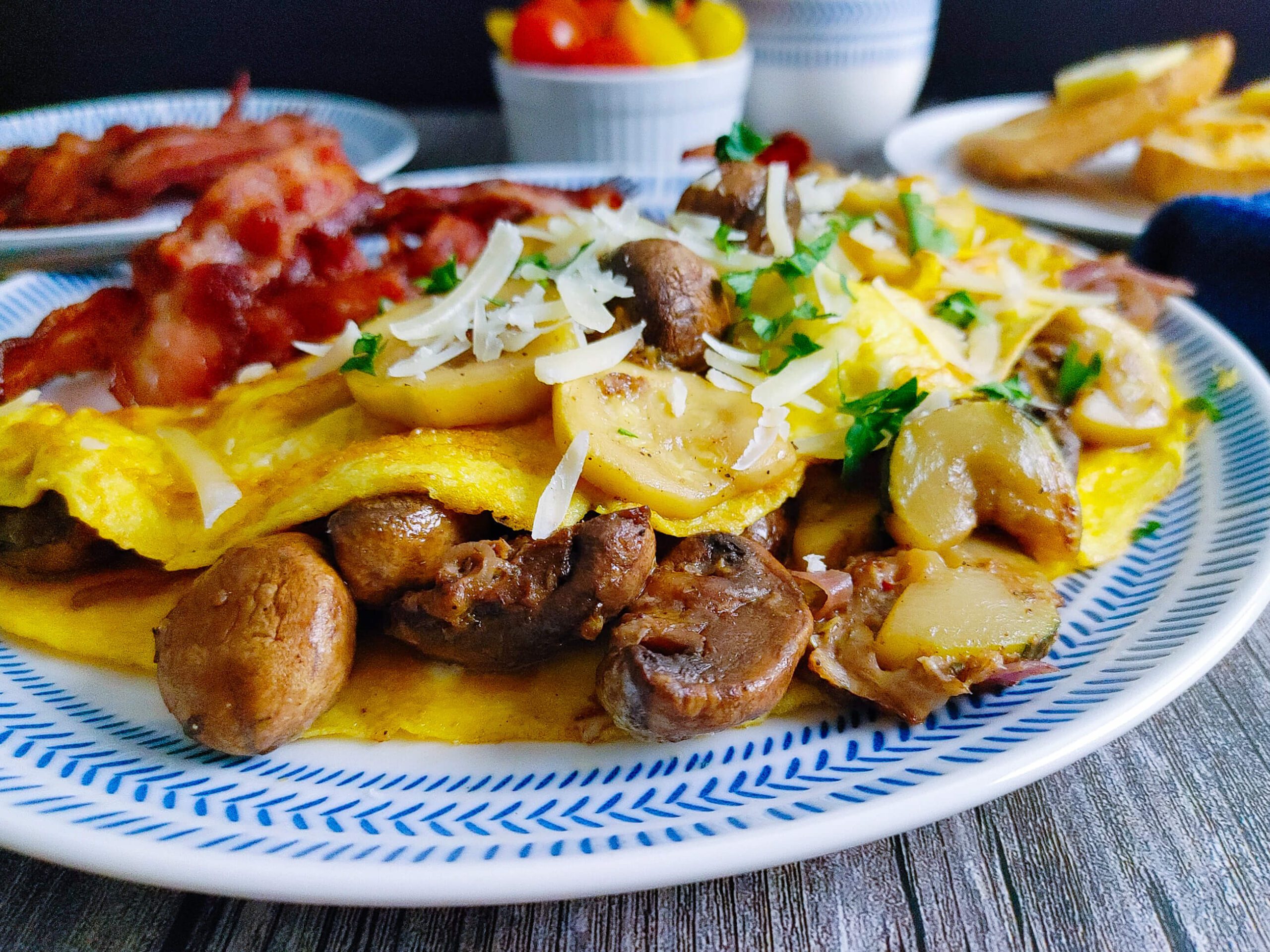 Easy Veggie Mushroom Zucchini Omelet