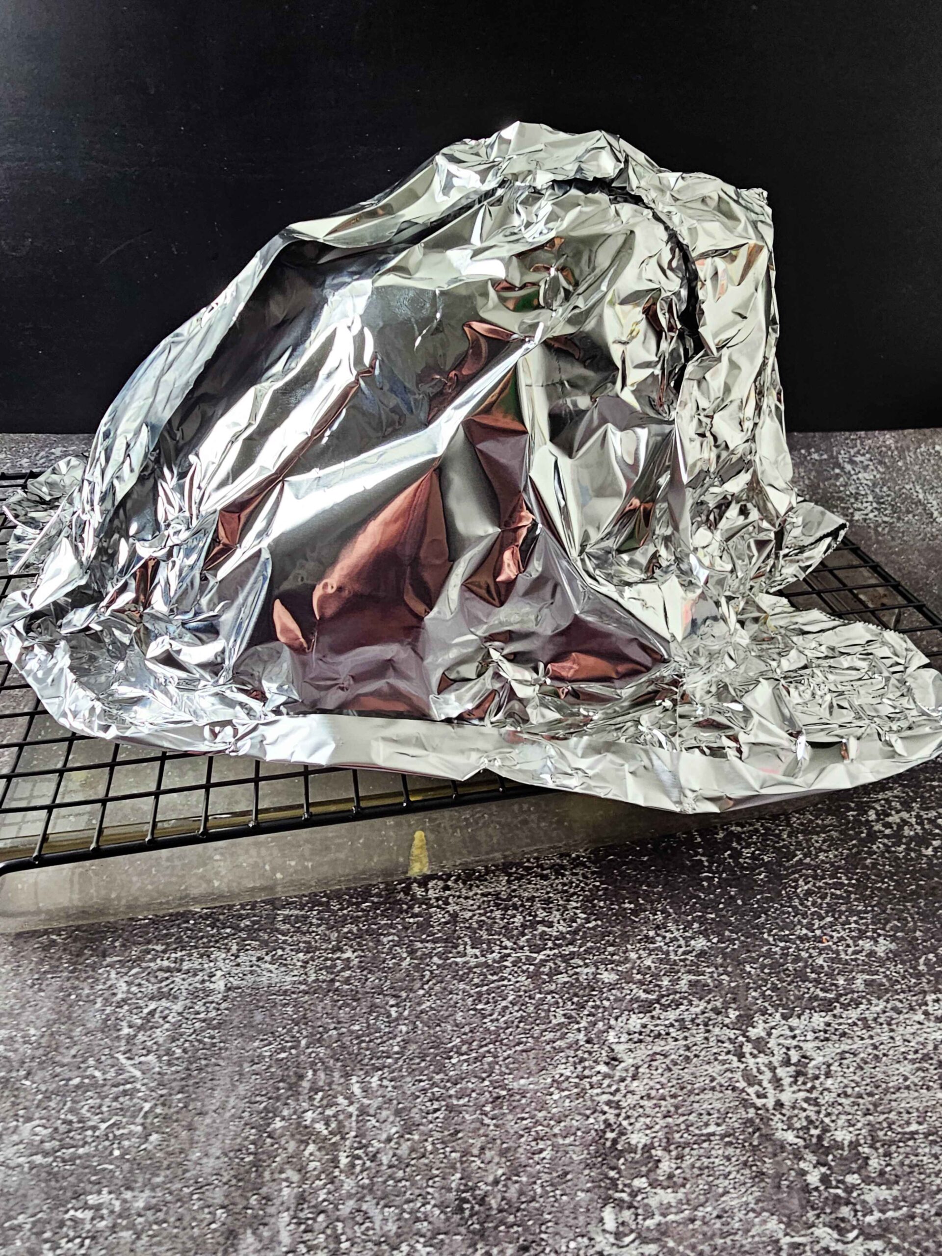 COVER WITH FOIL AND PLACE ON WIRE RACK.