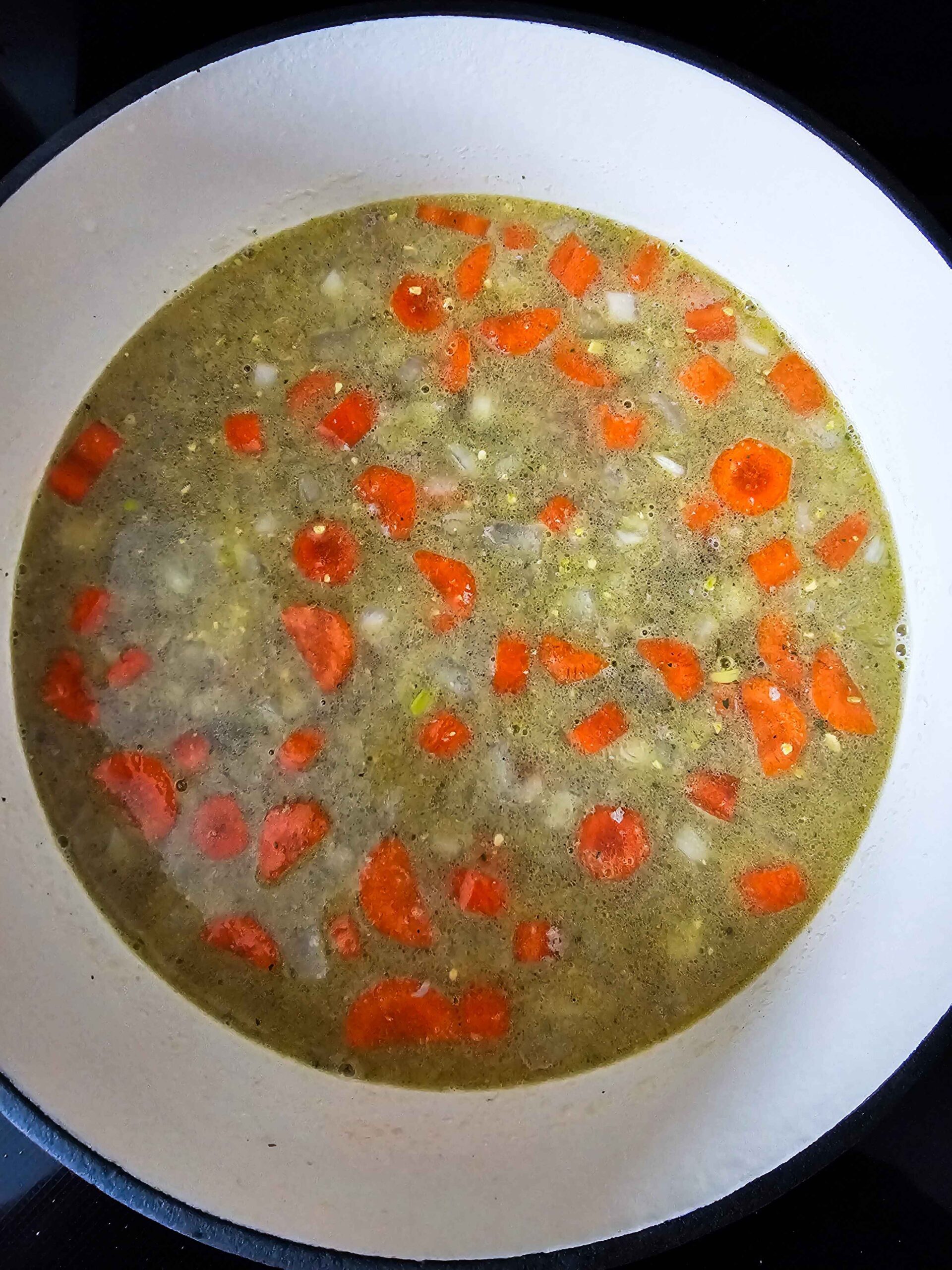 ADD THE CHICKEN AND THE BROTH