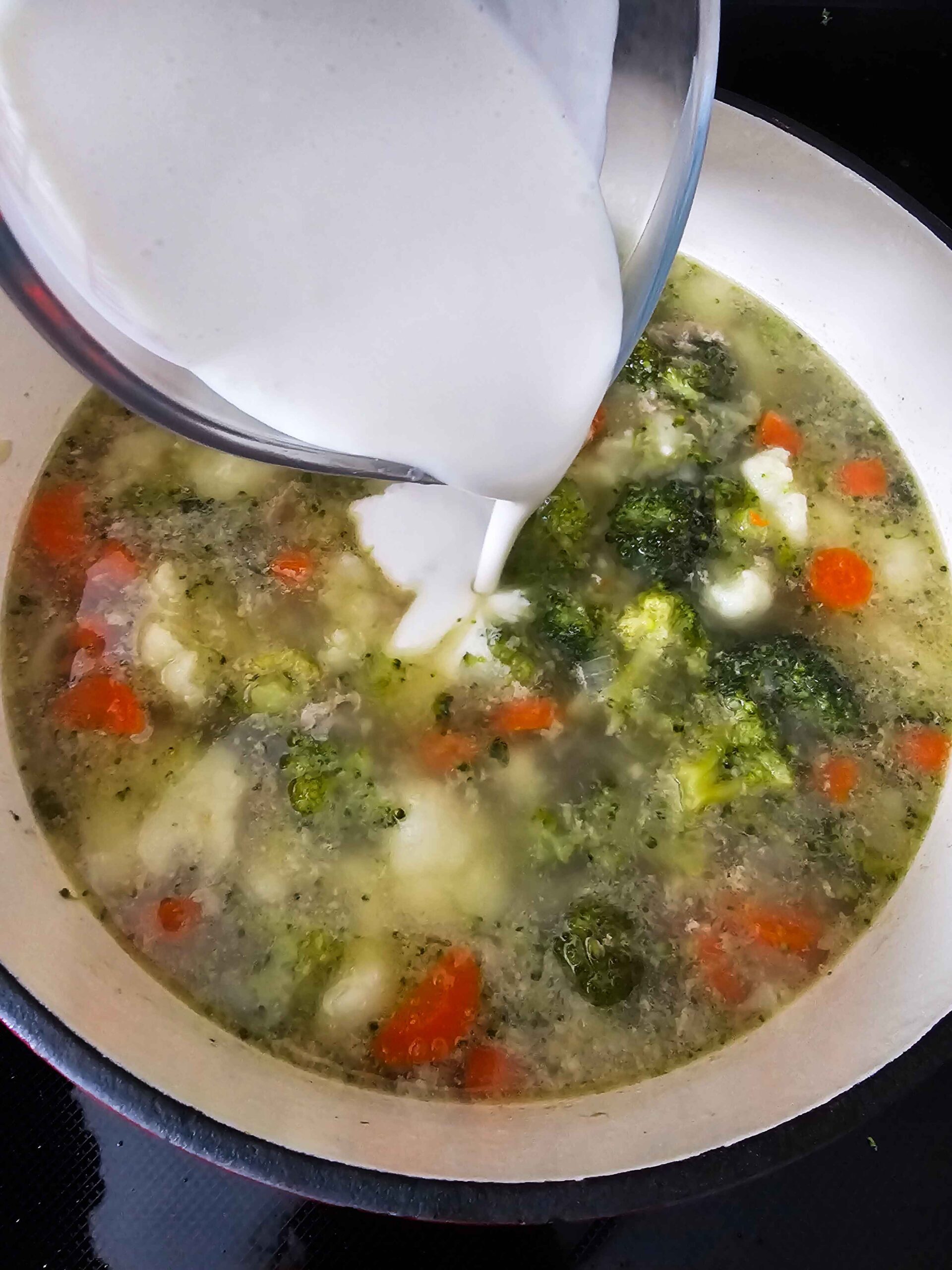 ADD THE ROUX TO THE SOUP STIRRING CONTINOUSLY TO AVOID LUMPS