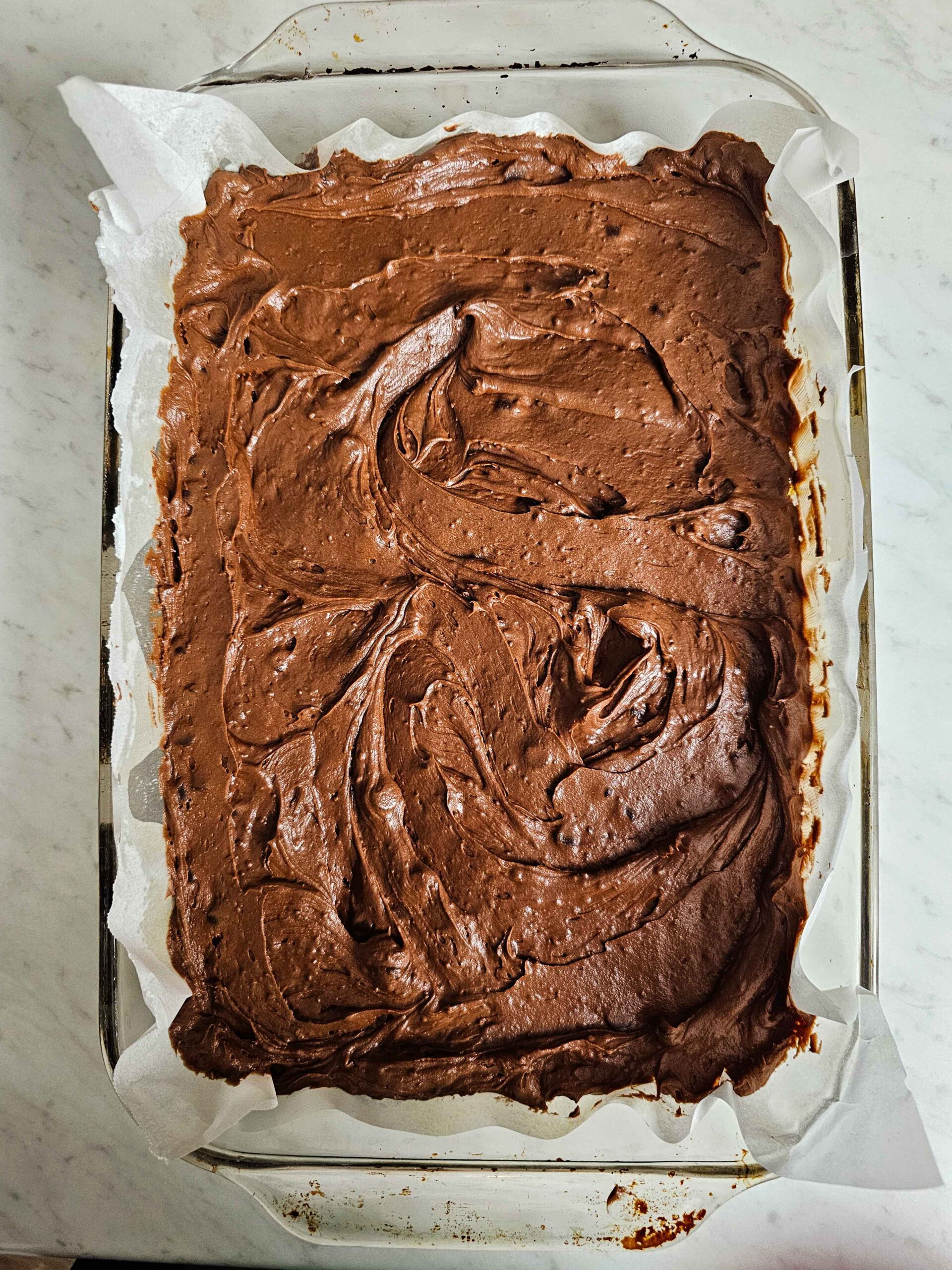 POUR `INTO LINED BAKING DISH