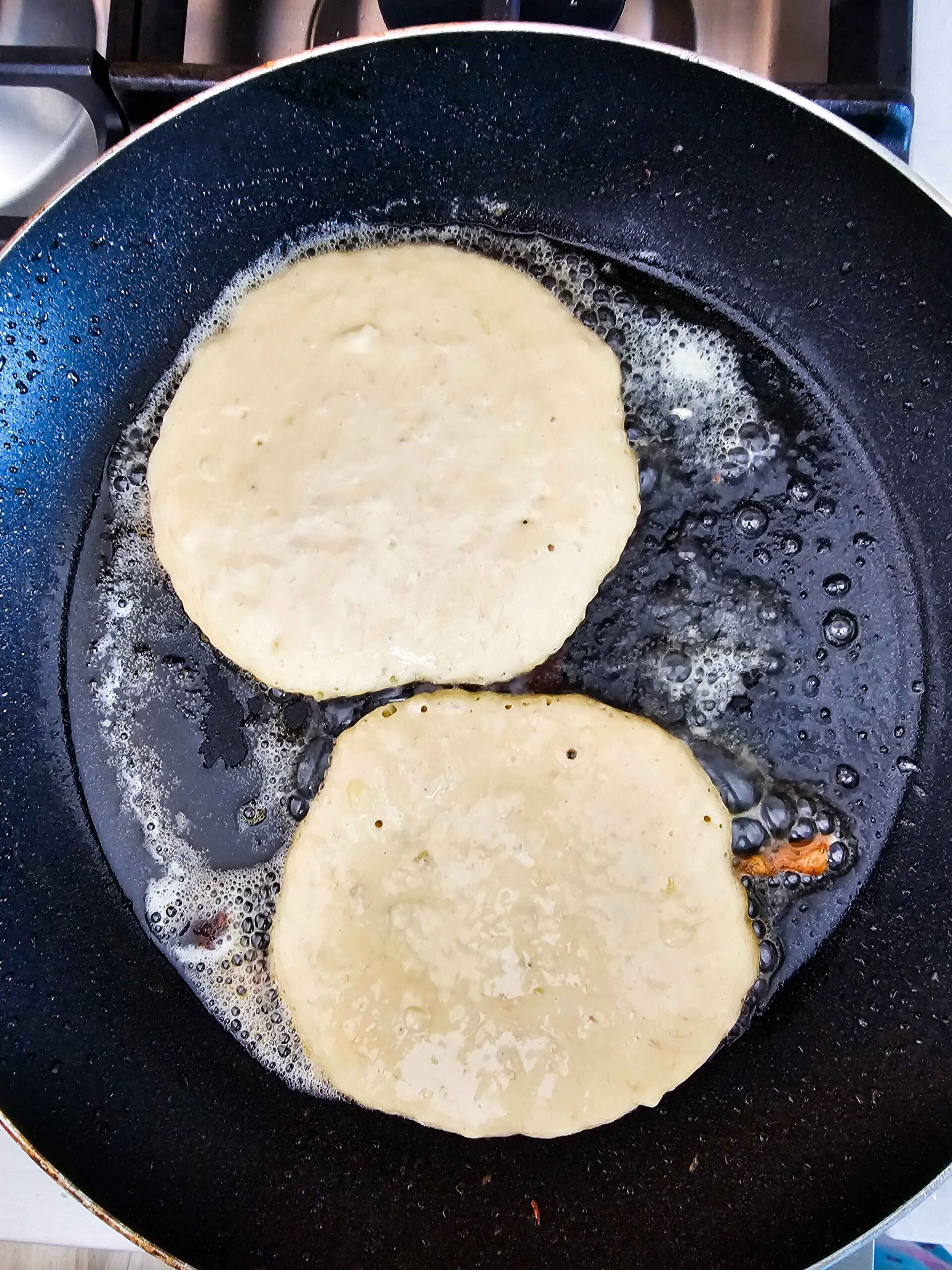 POUR THE BATTER INTOT A HOT BUTTERY SKILLET