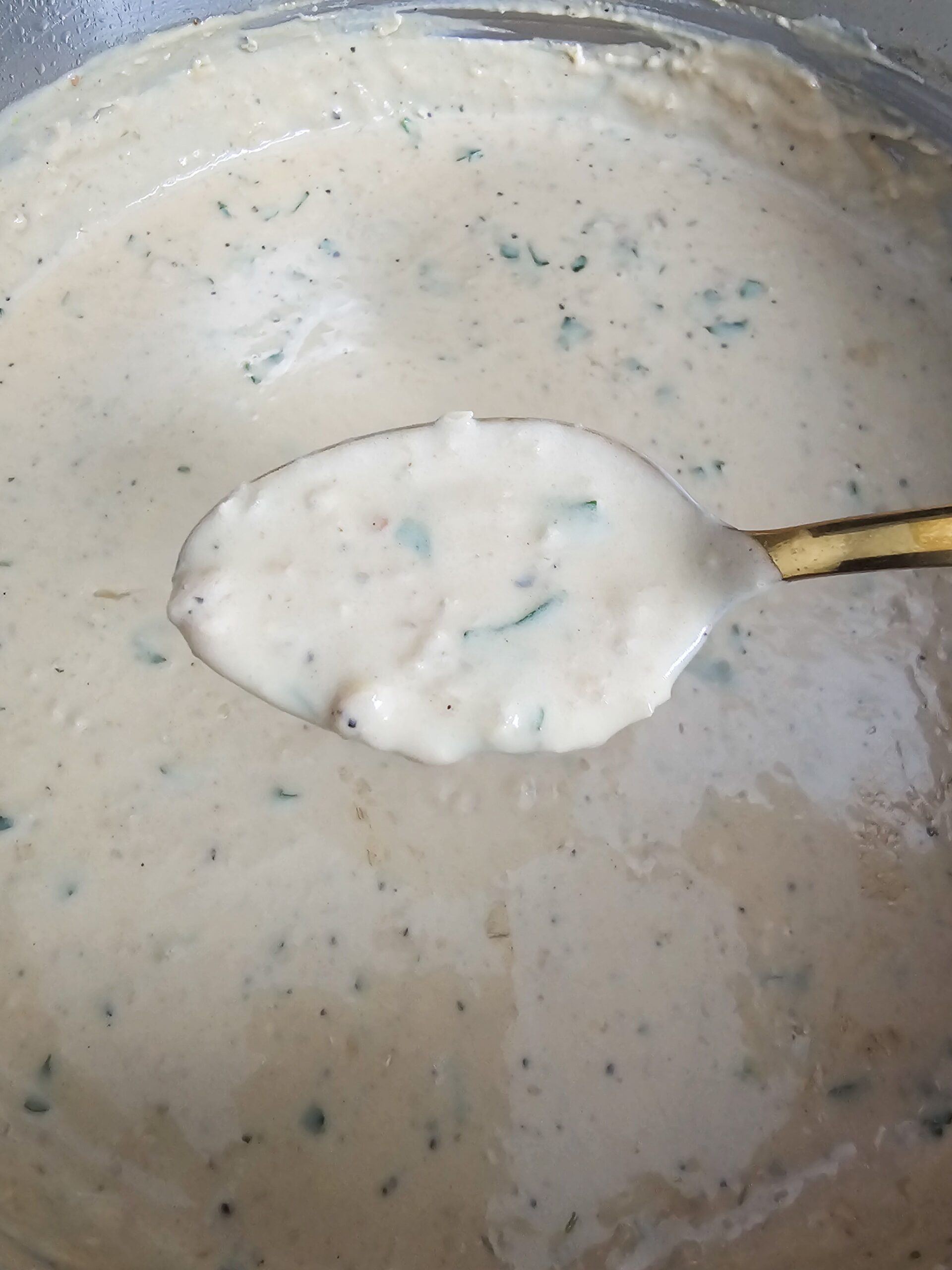 WHISK THE SAUCE UNTIL SMOOTH- ADD LEMON JUICE AND FRESH CHOPPED PARSELY