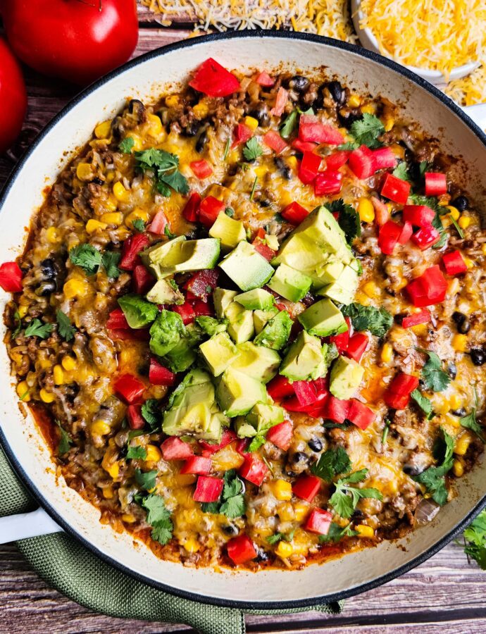 Easy Mexican Ground Beef and Rice Skillet