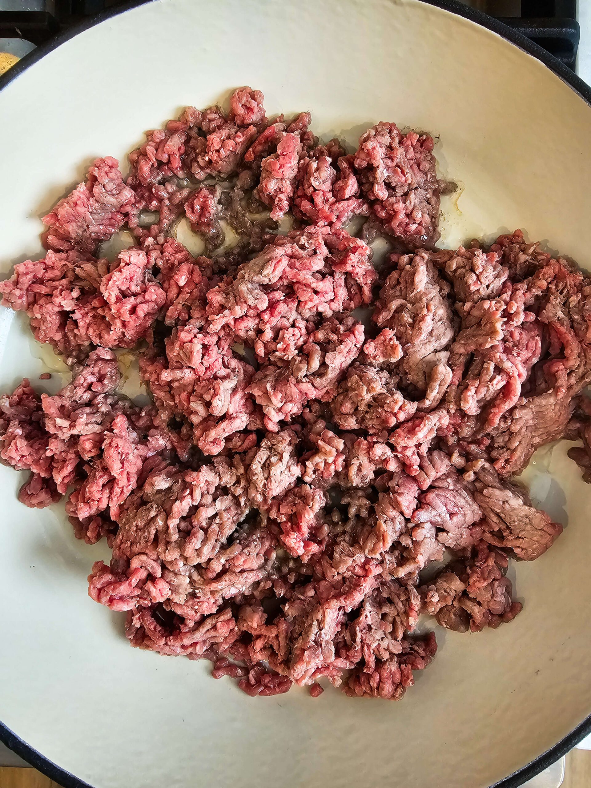 SAUTE THE BEEF  IN A LARGE SKILLET