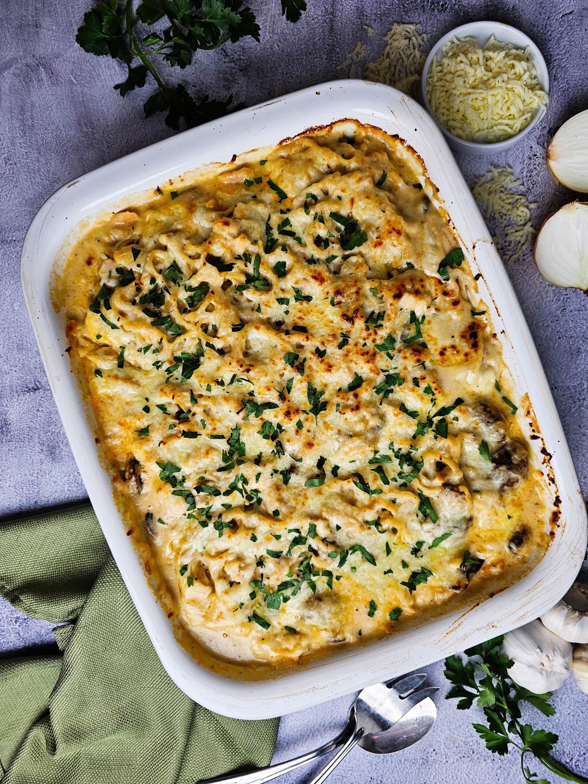 BAKE THE CASSEROLE @350 FOR 20 MINUTES COVERED AND 15 MINUTES UNCOVERED