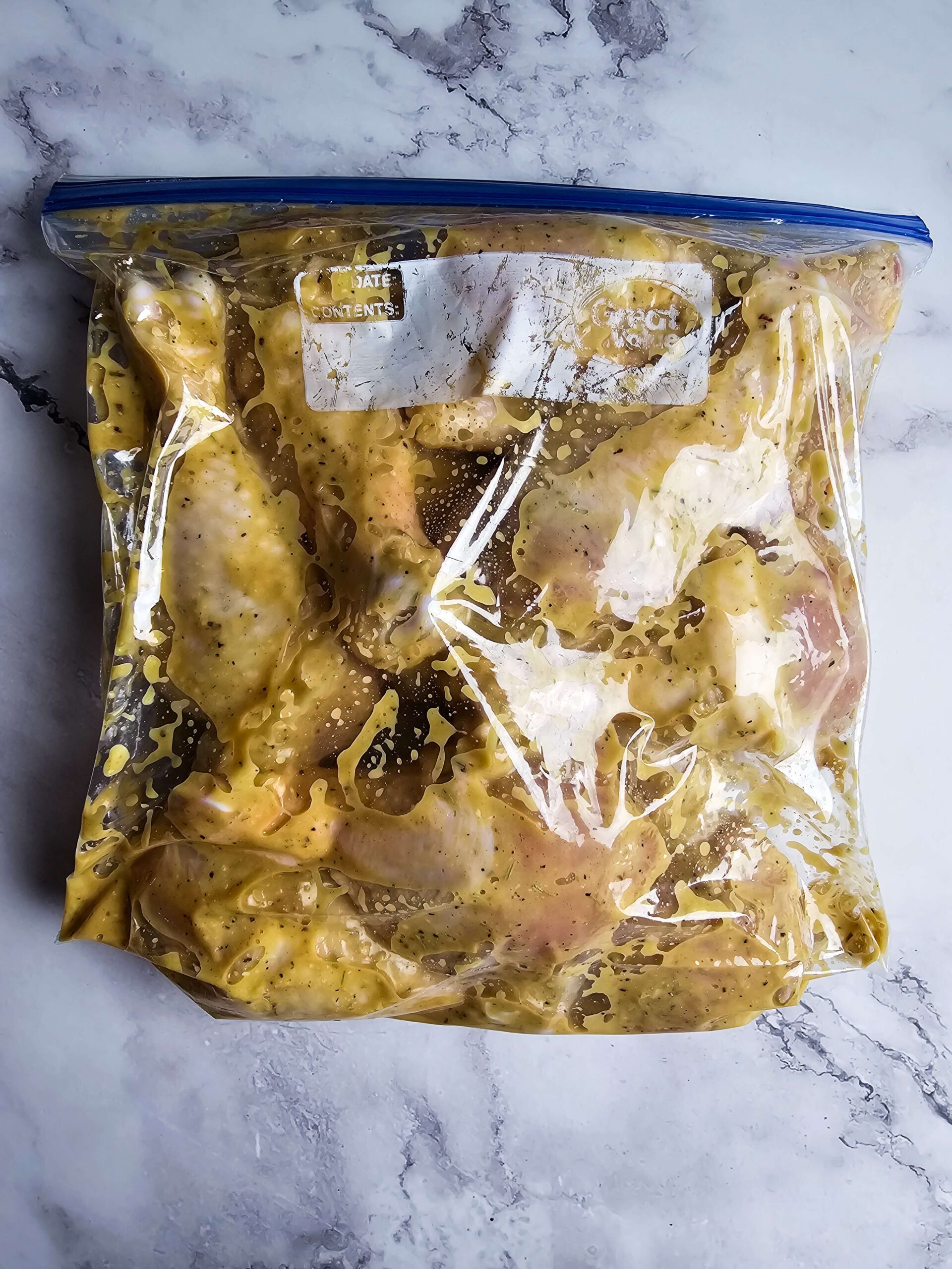 MAINATE THE CHICKEN LEGS IN A ZIP TOP BAG OVER NIGHT FOR BEST FLAVOR