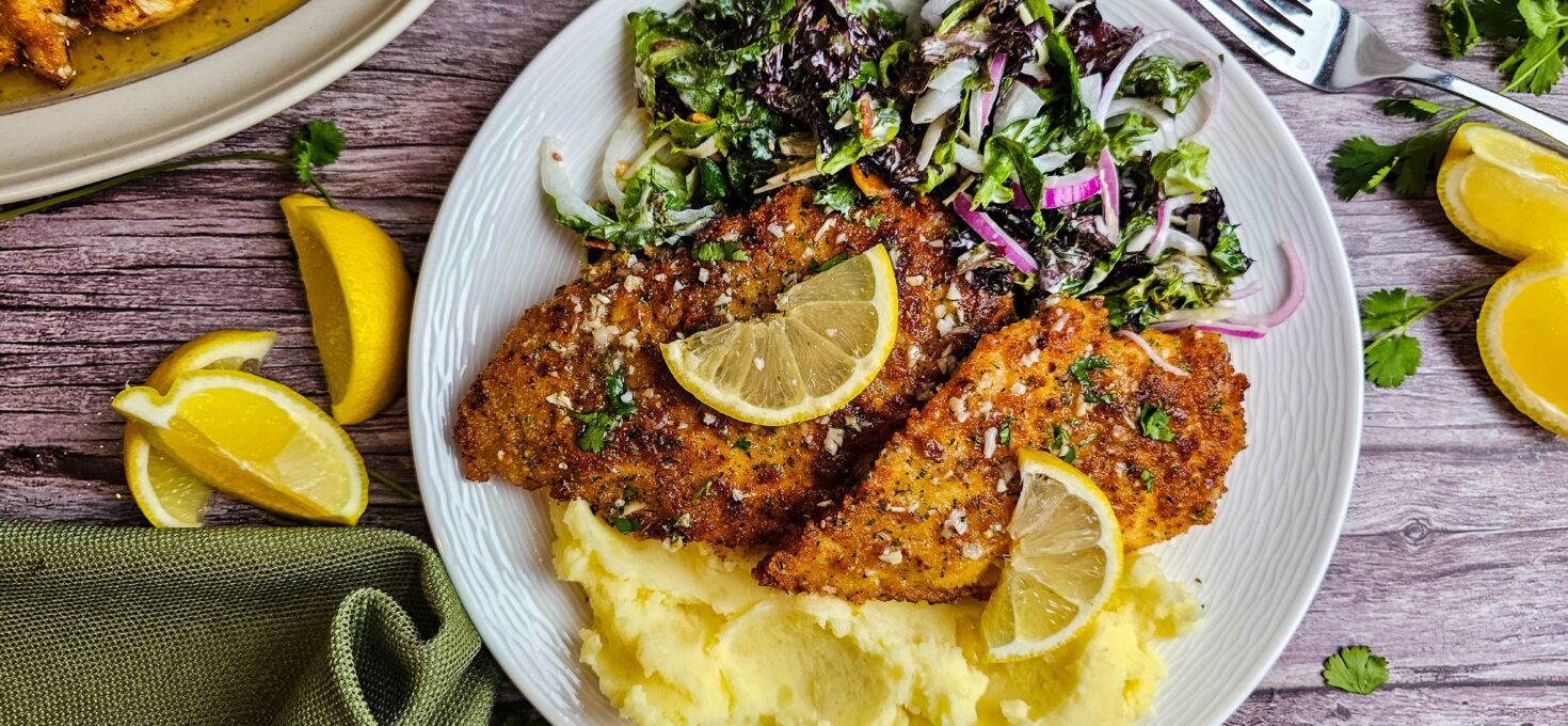Crispy Parmesan Crusted Lemon Chicken Breast