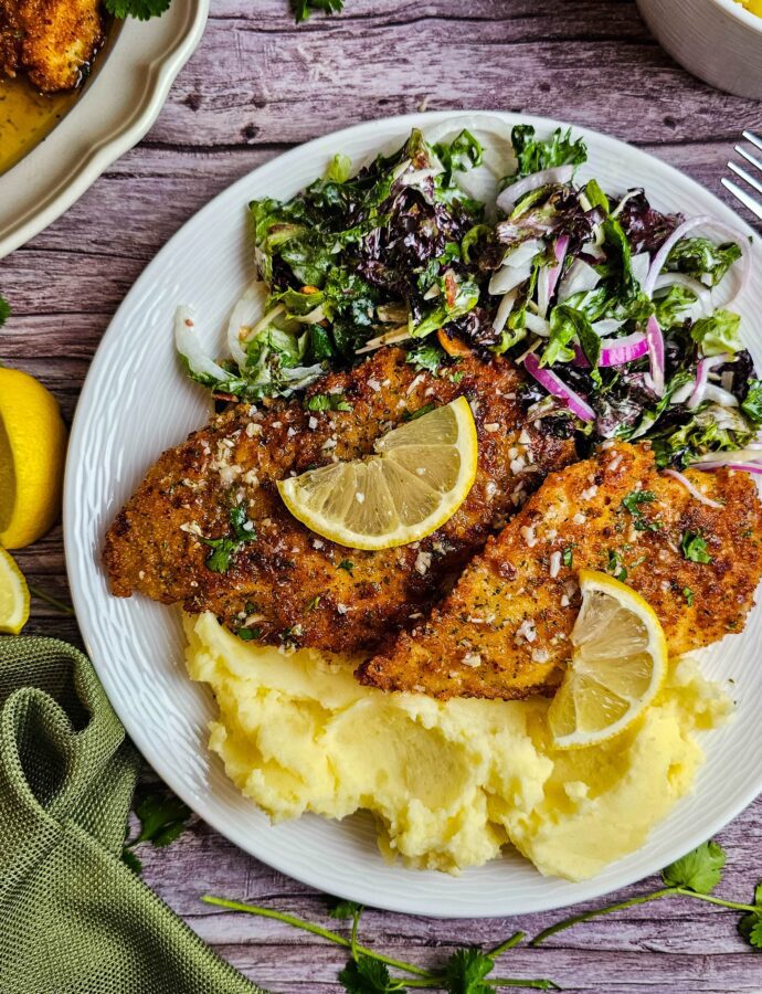 Crispy Parmesan Crusted Lemon Chicken Breast