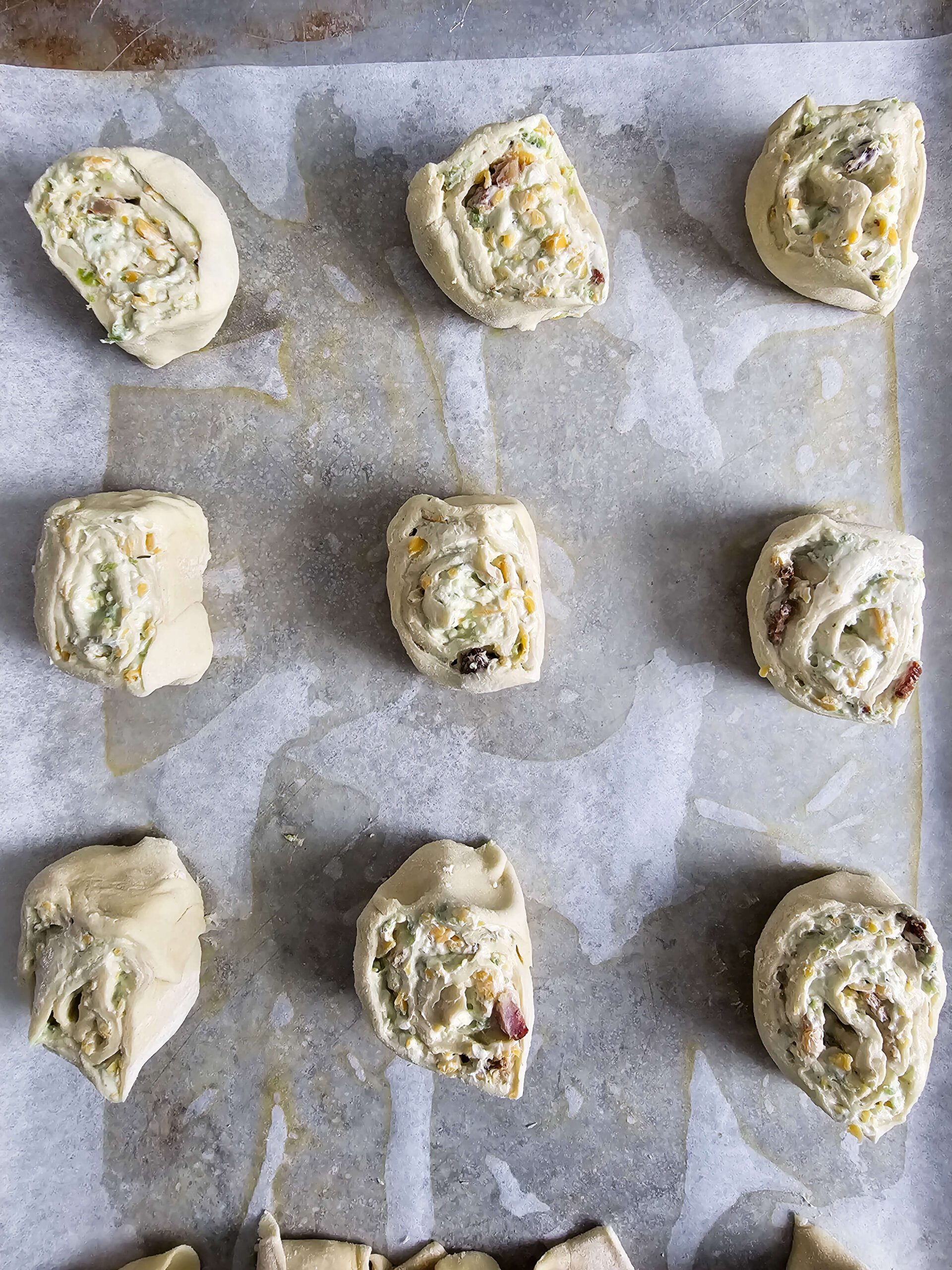 CUT THE PUFF PASTRY INTO INDIVIDUAL PINWHEELS