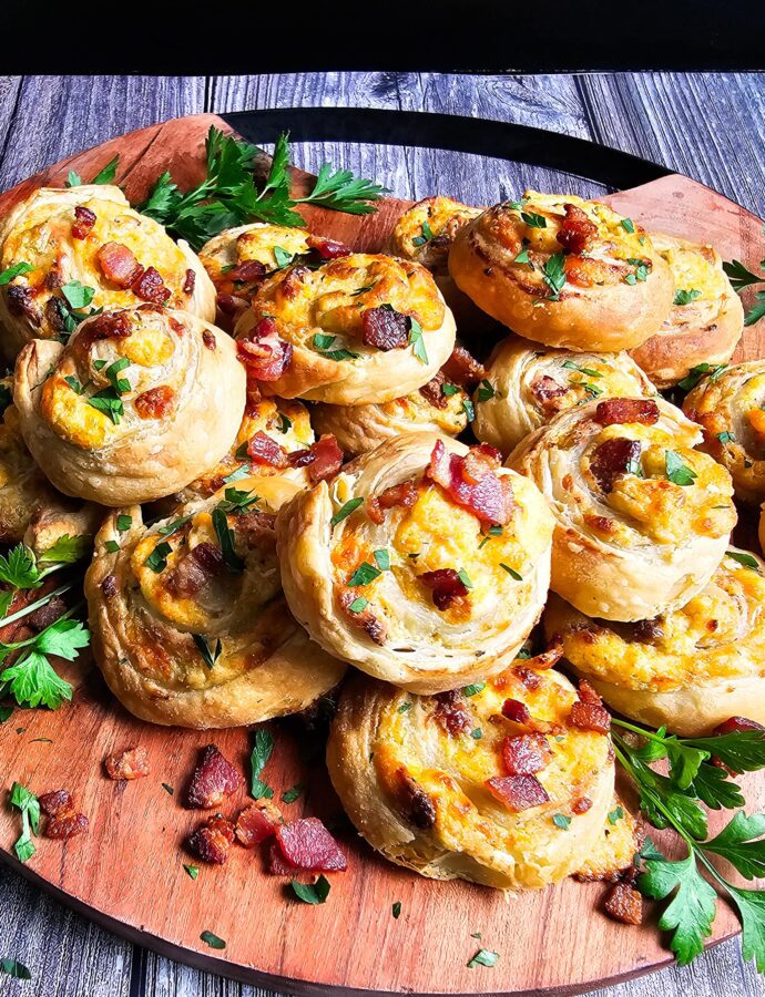 Easy Jalapeño Cheddar Puff Pastry Pinwheels (Baked Snack)