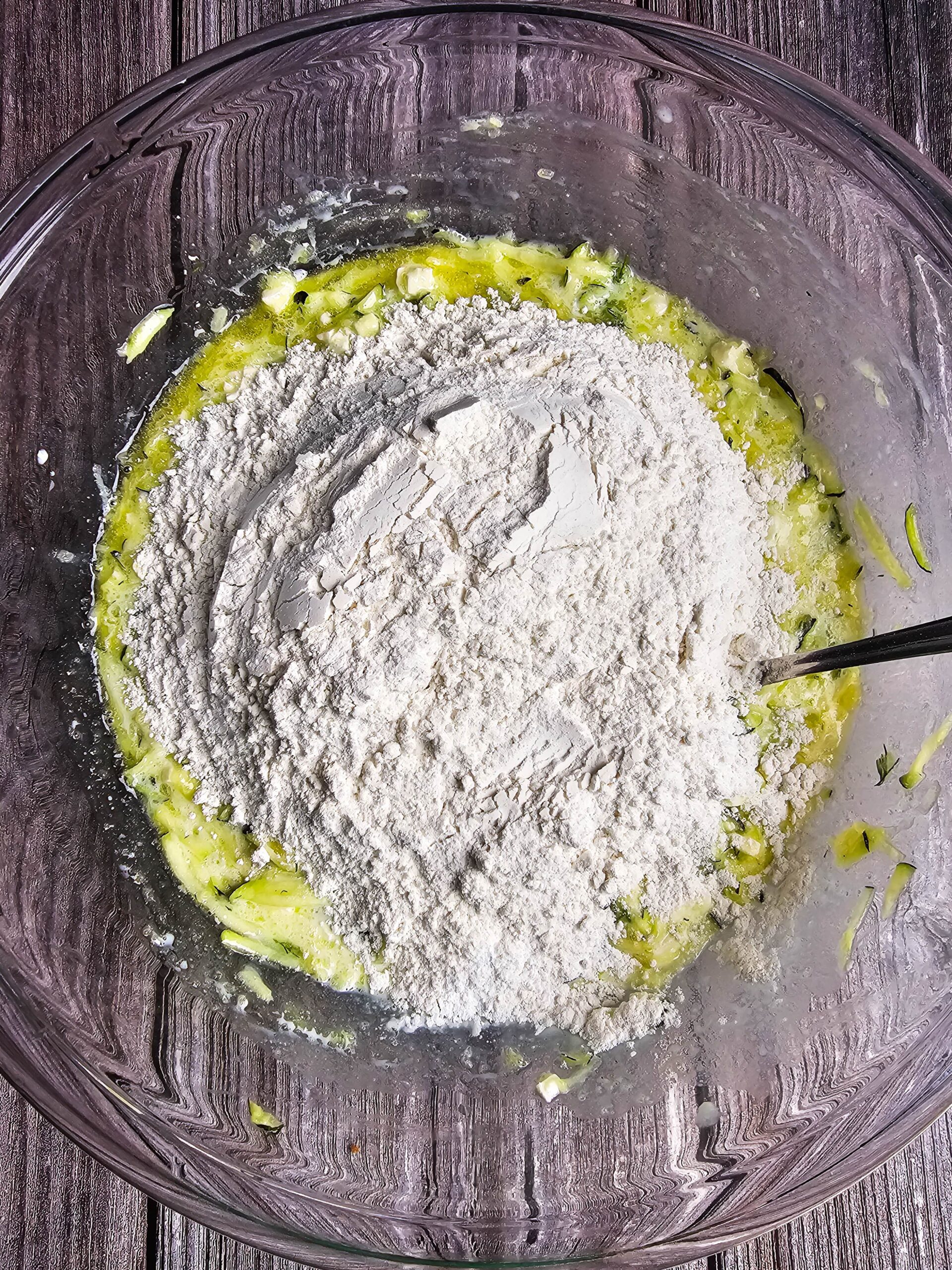 ADD THE FLOUR TO THE WET INGREDIENTS