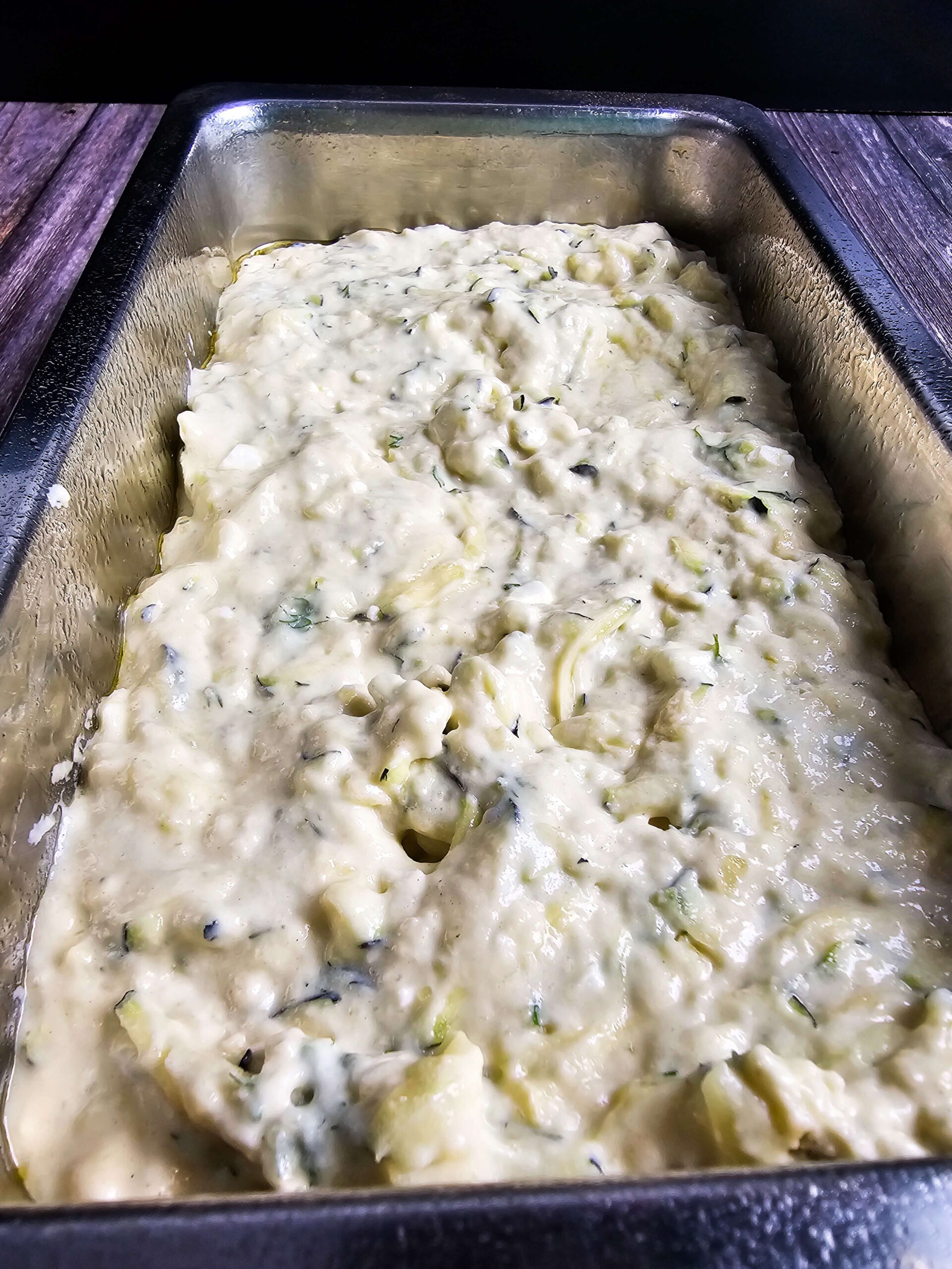 POUR BATTER INTO A 9 X 5 LOAF PAN