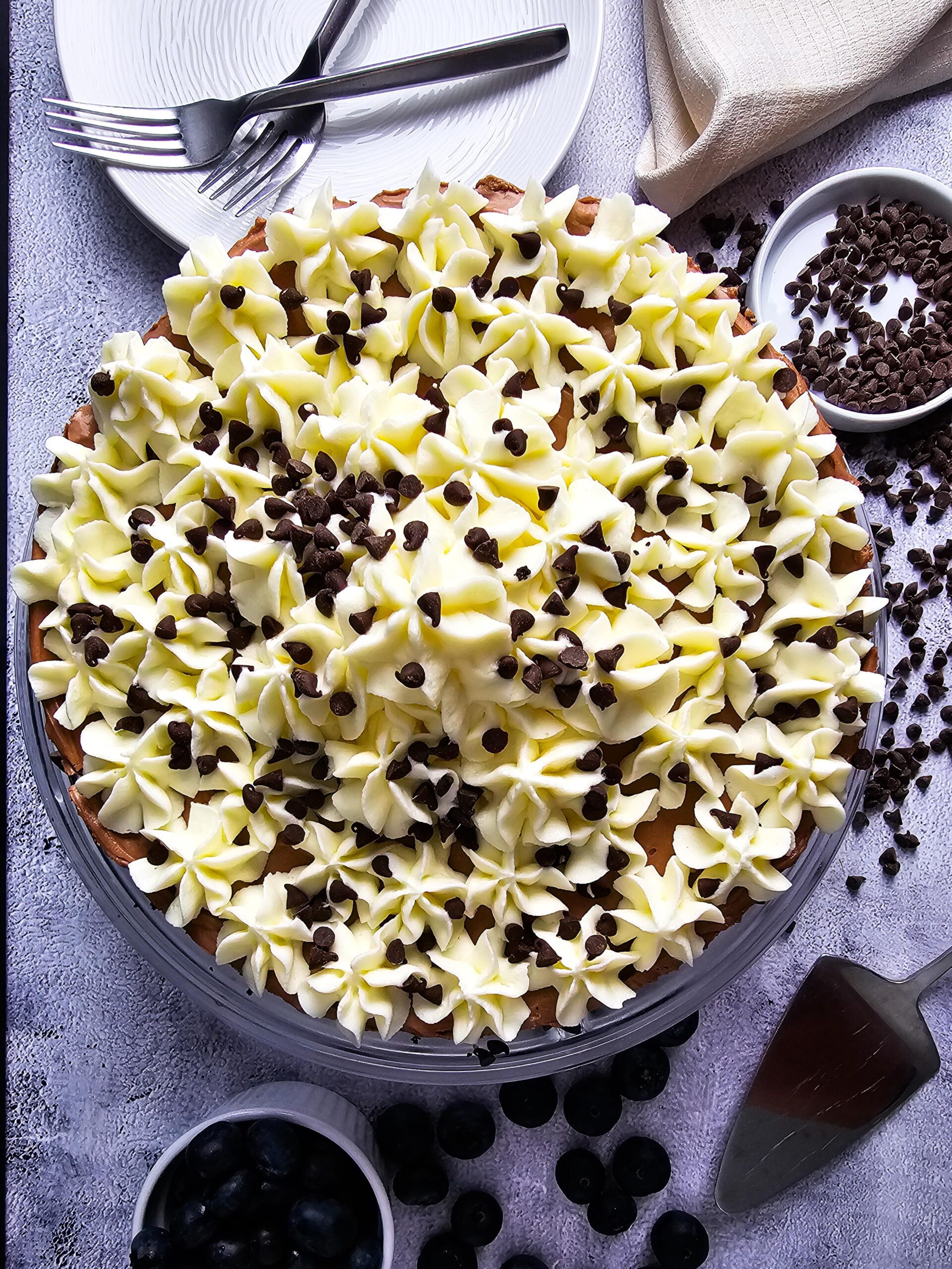 ADD THE WHIPPED TOPPING GARNISH WITH MINI CHOCOLATE CHIPS