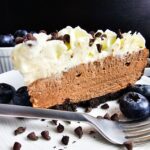 SLICE OF NO-BAKE CHOCOLATE CHEESECAKE PERFECT FOR THANKSGIVING AND ANY HOLIDAY