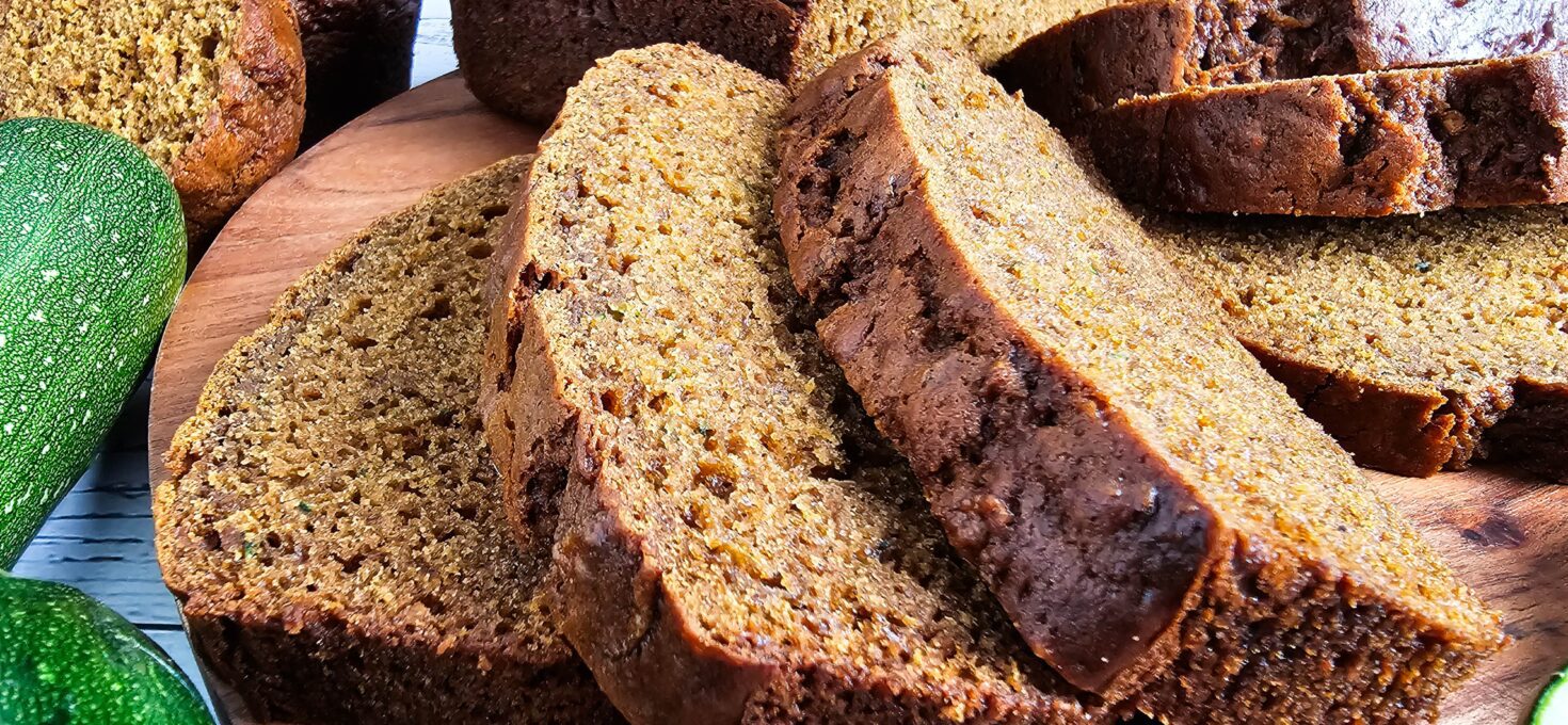 Moist Zucchini Apple Molasses Bread – (2 Large Loaves)