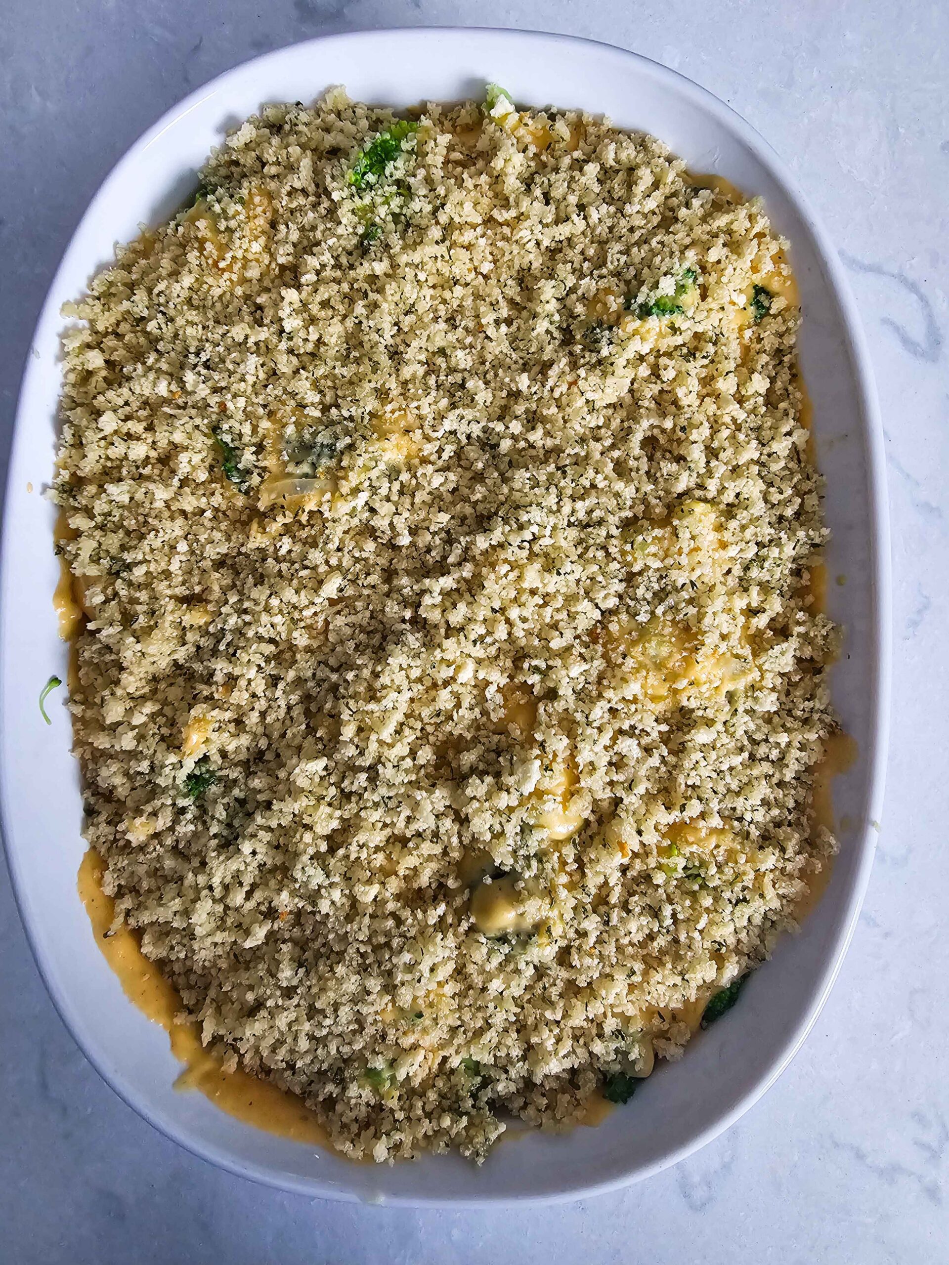 ADD THE PANKO TOPPING TO THE CASSEROLE DISH