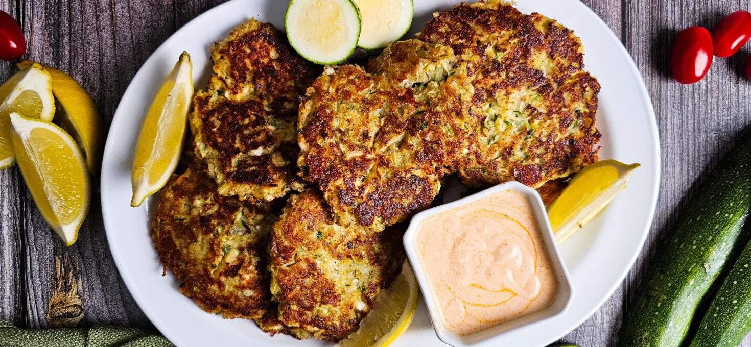 Easy Zucchini Fritters with Smoky Yogurt Dip