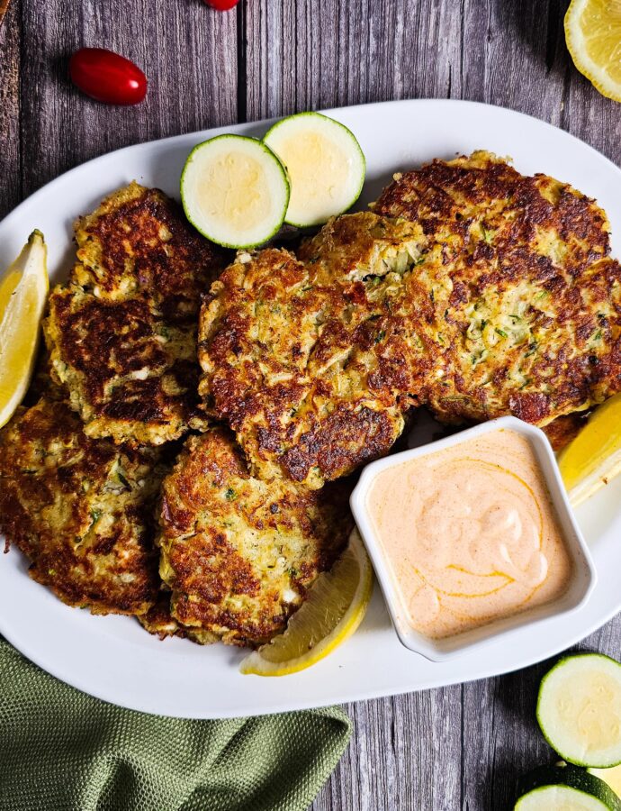 Easy Zucchini Fritters with Smoky Yogurt Dip