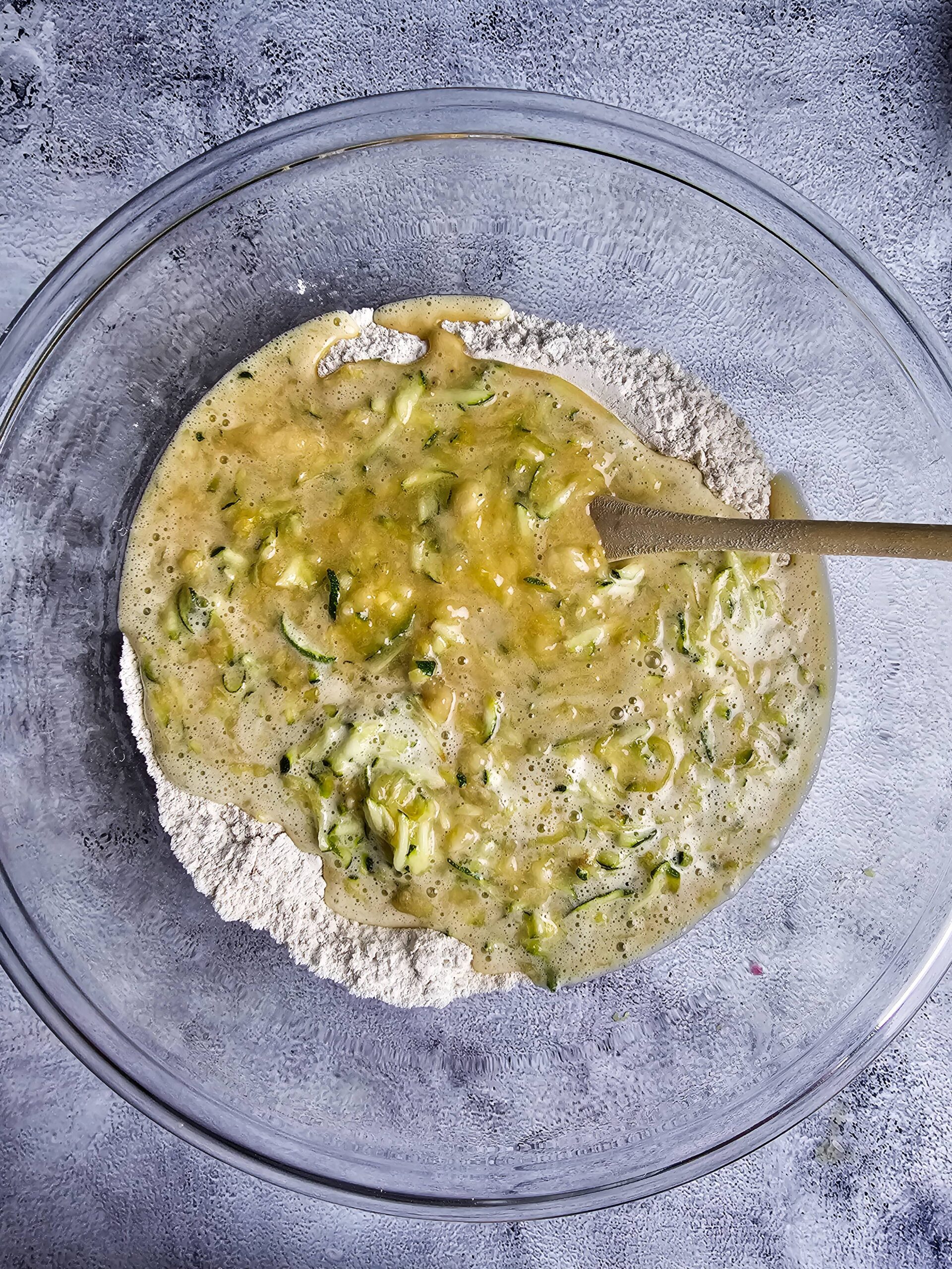 COMBINE THE WET AND DRY INGREDIENTS - DON'T OVER MIX