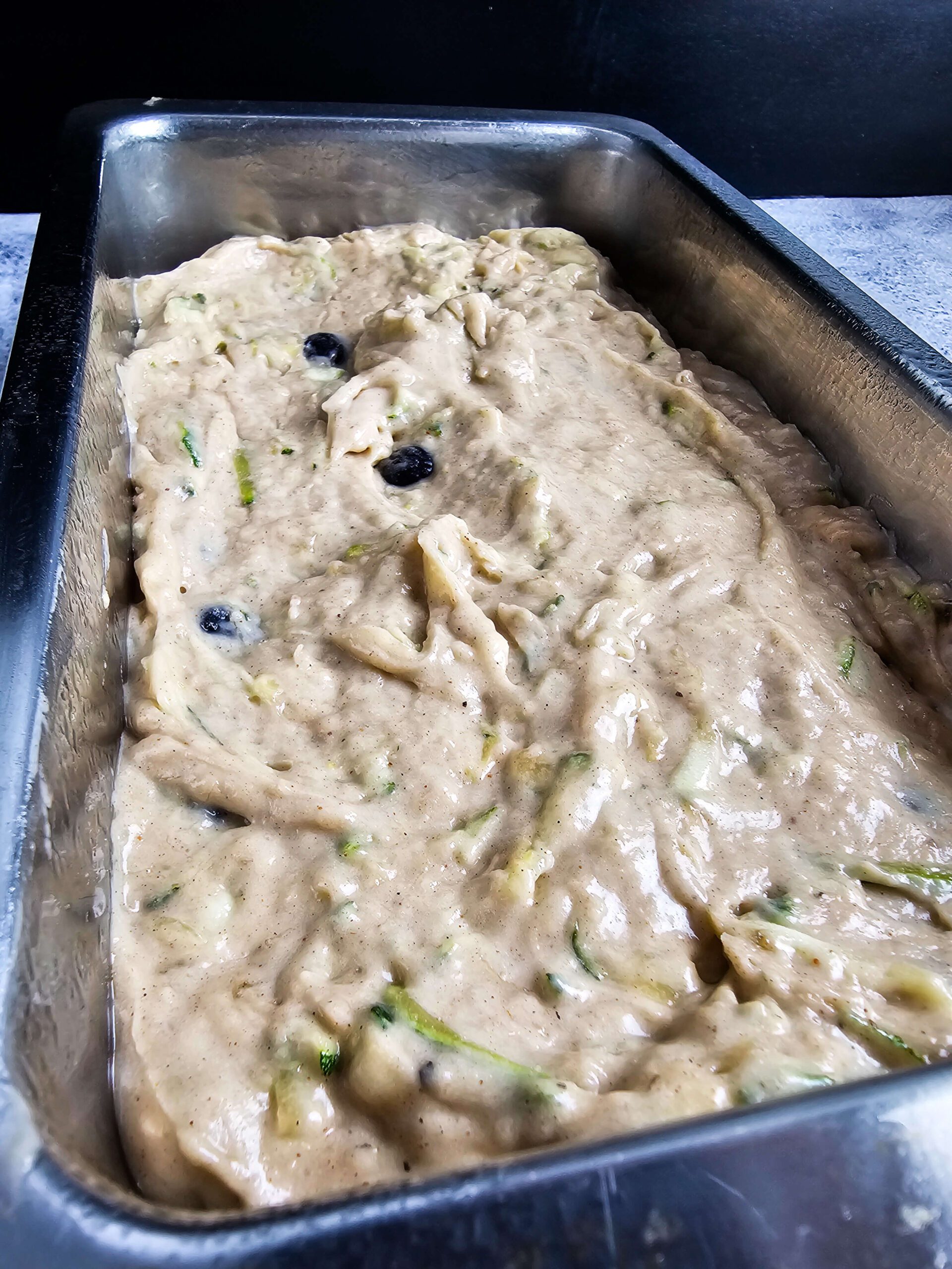 POUR BATTER INTO 9 X 5 LOAF PAN