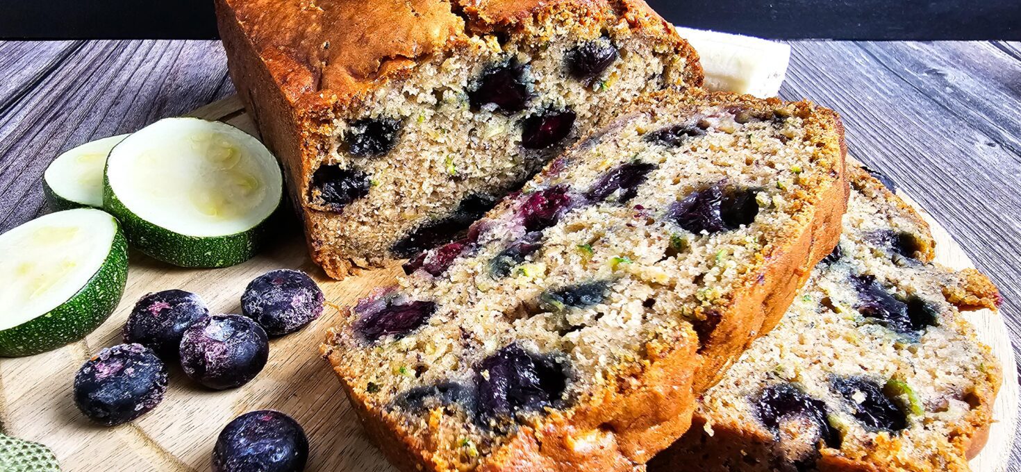 Moist Zucchini Banana Blueberry Bread
