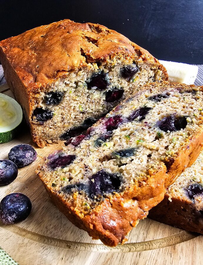 Moist Zucchini Banana Blueberry Bread