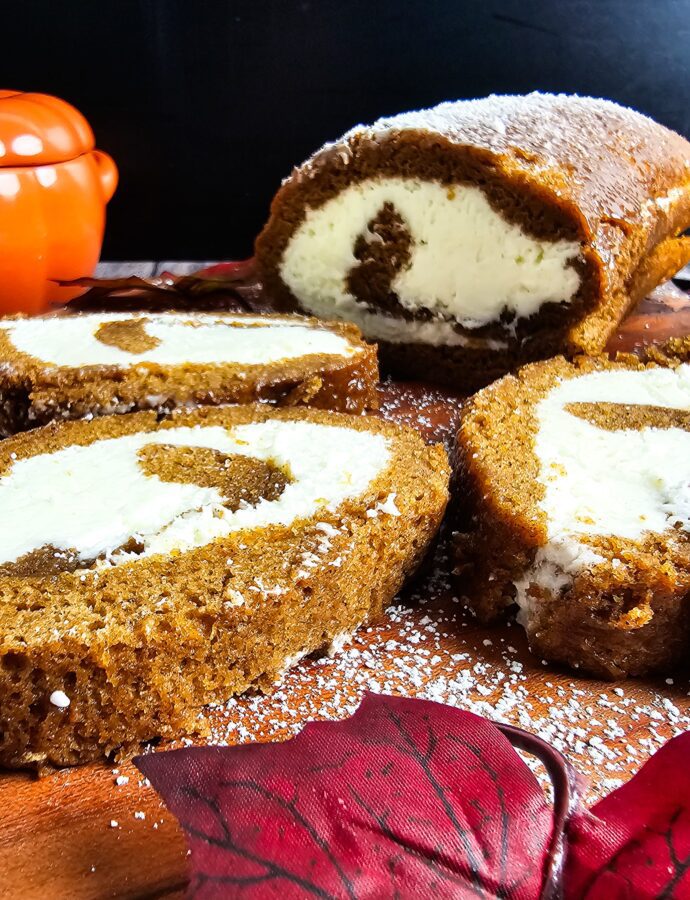 Simple Homemade Pumpkin Roll with Sweet Cream Cheese Swirl