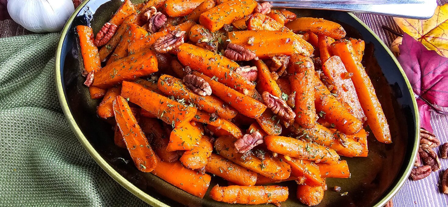 Sweet & Savory Maple Pecan Glazed Carrots