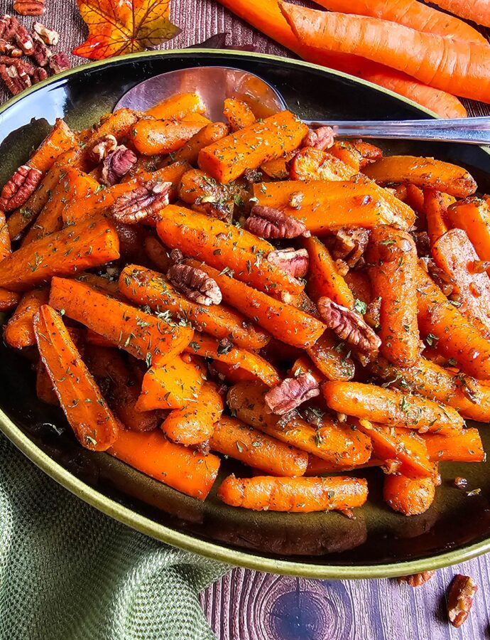 Sweet & Savory Maple Pecan Glazed Carrots